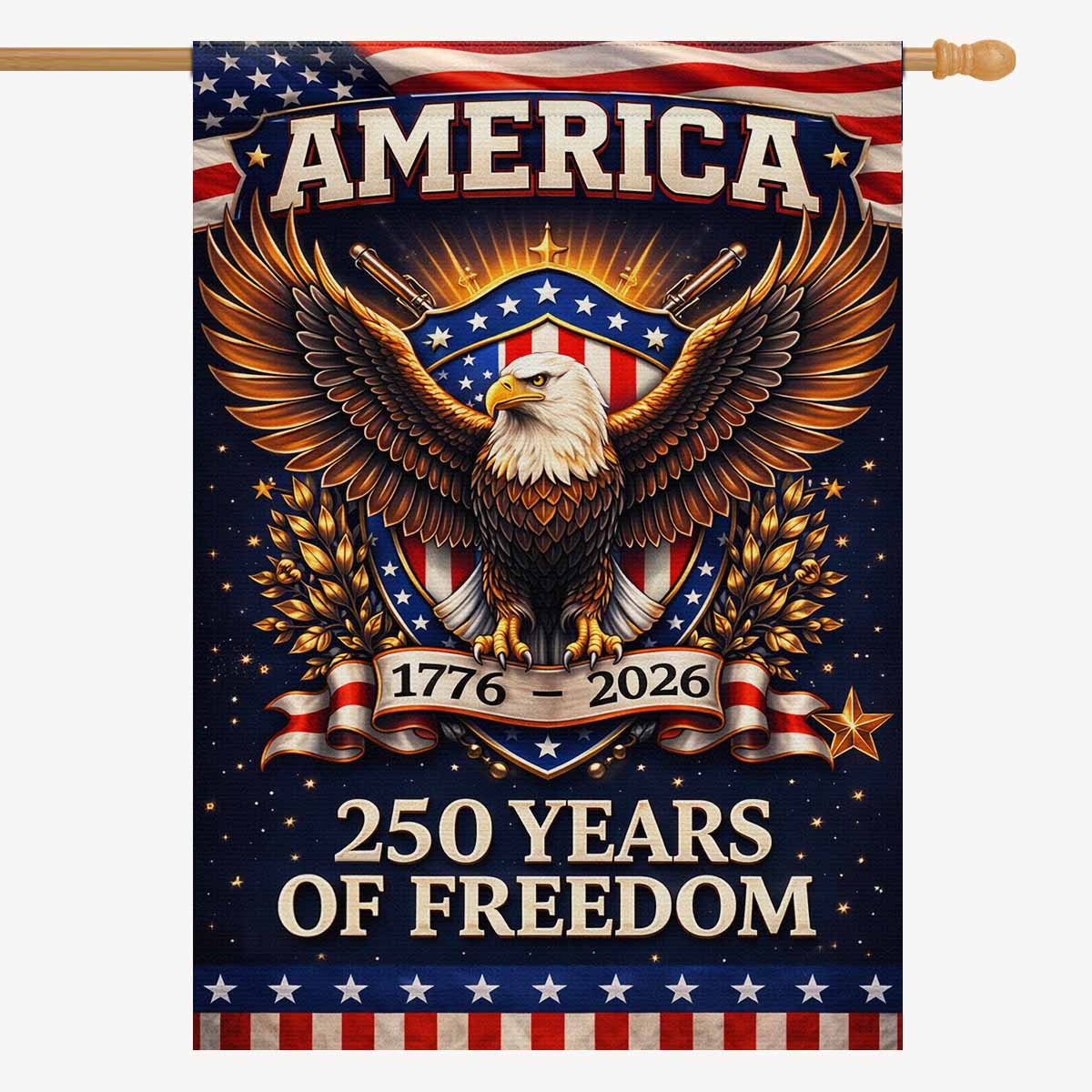USA 250 Years of Freedom Patriotic House Flag Eagle American Decor