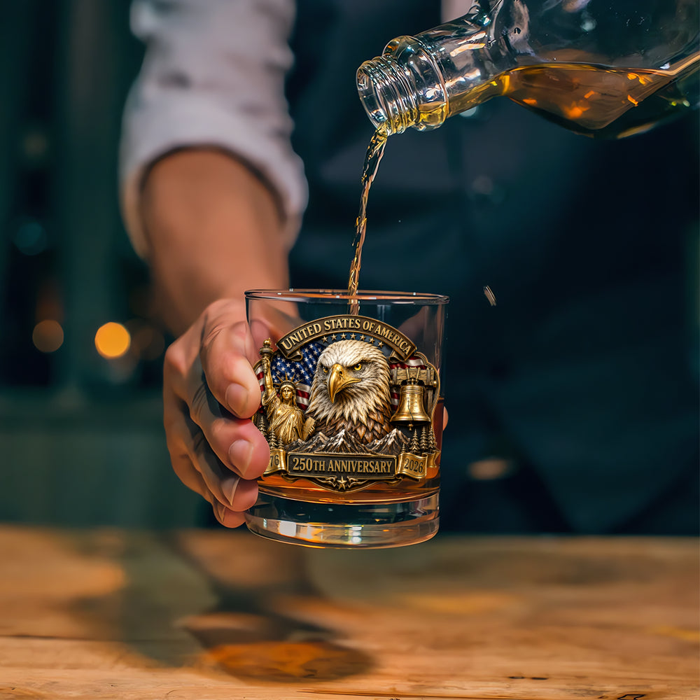 USA Anniversary Whiskey Glass 250 Years of Liberty
