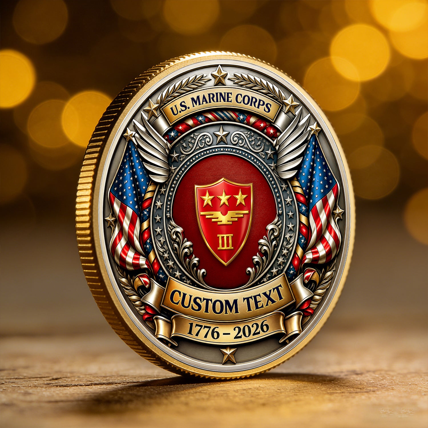 Personalized Marine Corps Rank Coin Military Service Gift