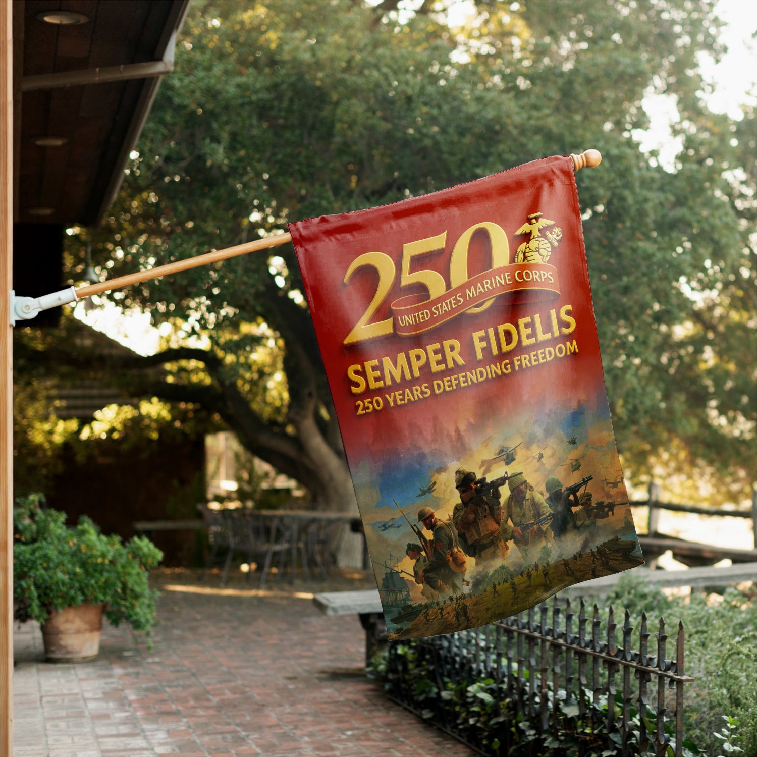 MARlNE Semper Fields 250 Years Defending Freedom House Flag 28" x 40" Twin-Side Printing