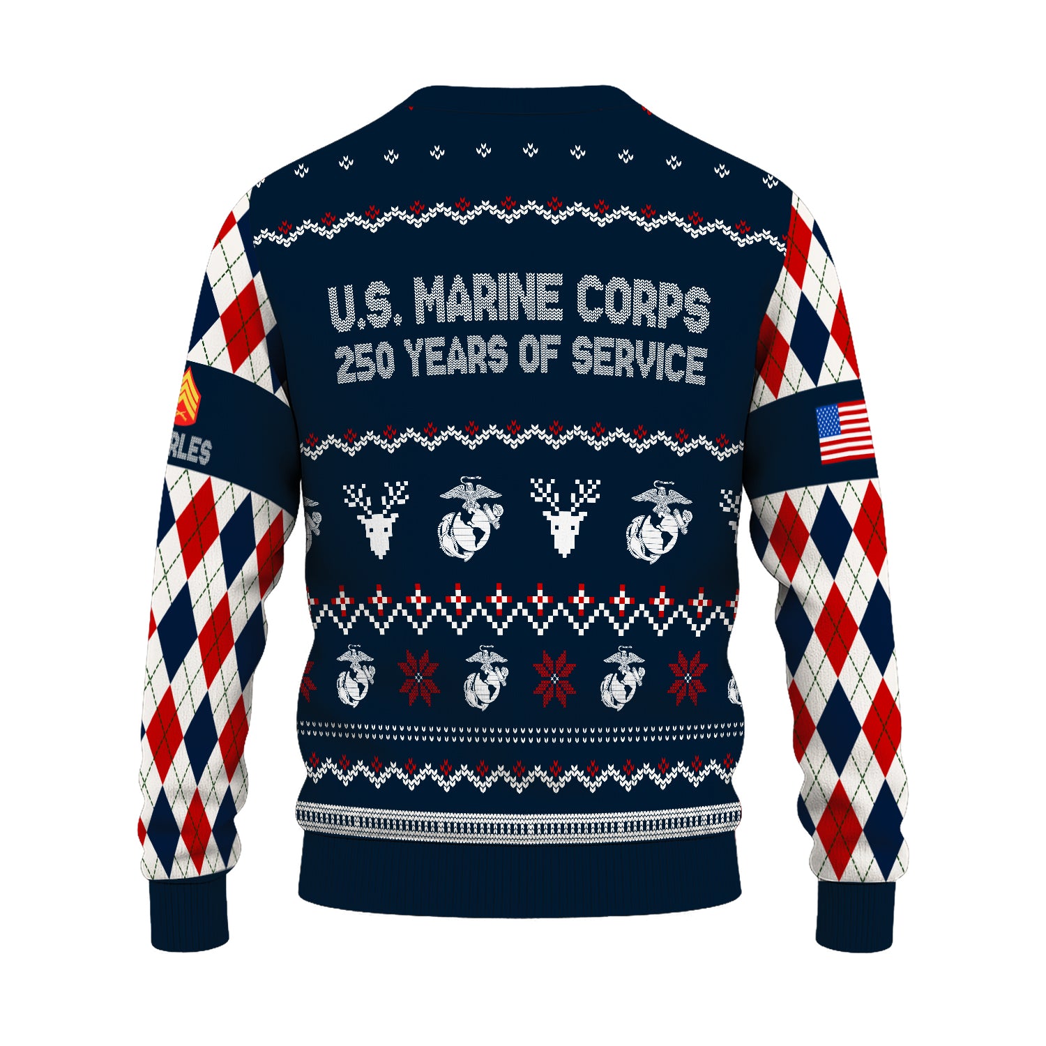 Custom Ranks And Text USMC Ugly Christmas Sweater for Women Men JUST05