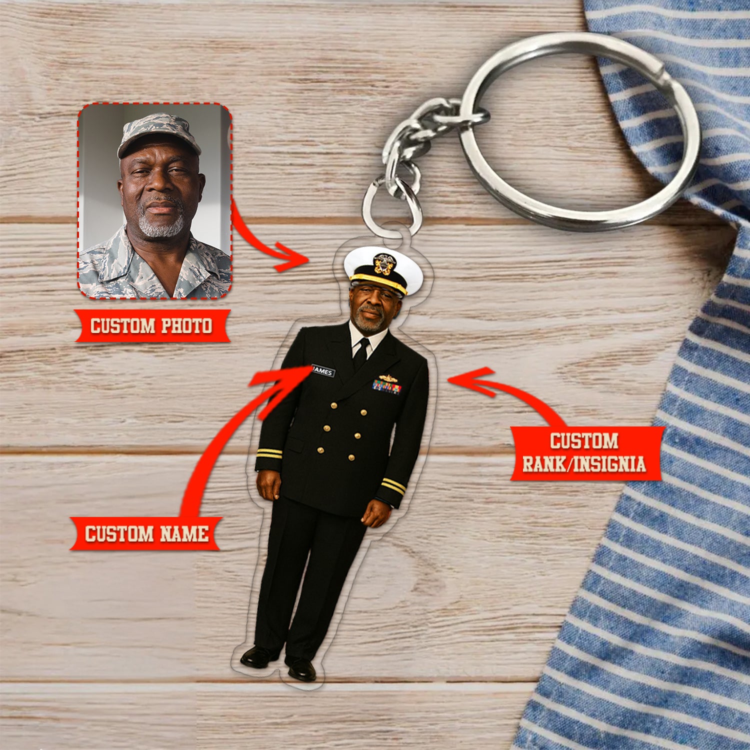 Personalized US Navy Custom Figure Acrylic Keychain