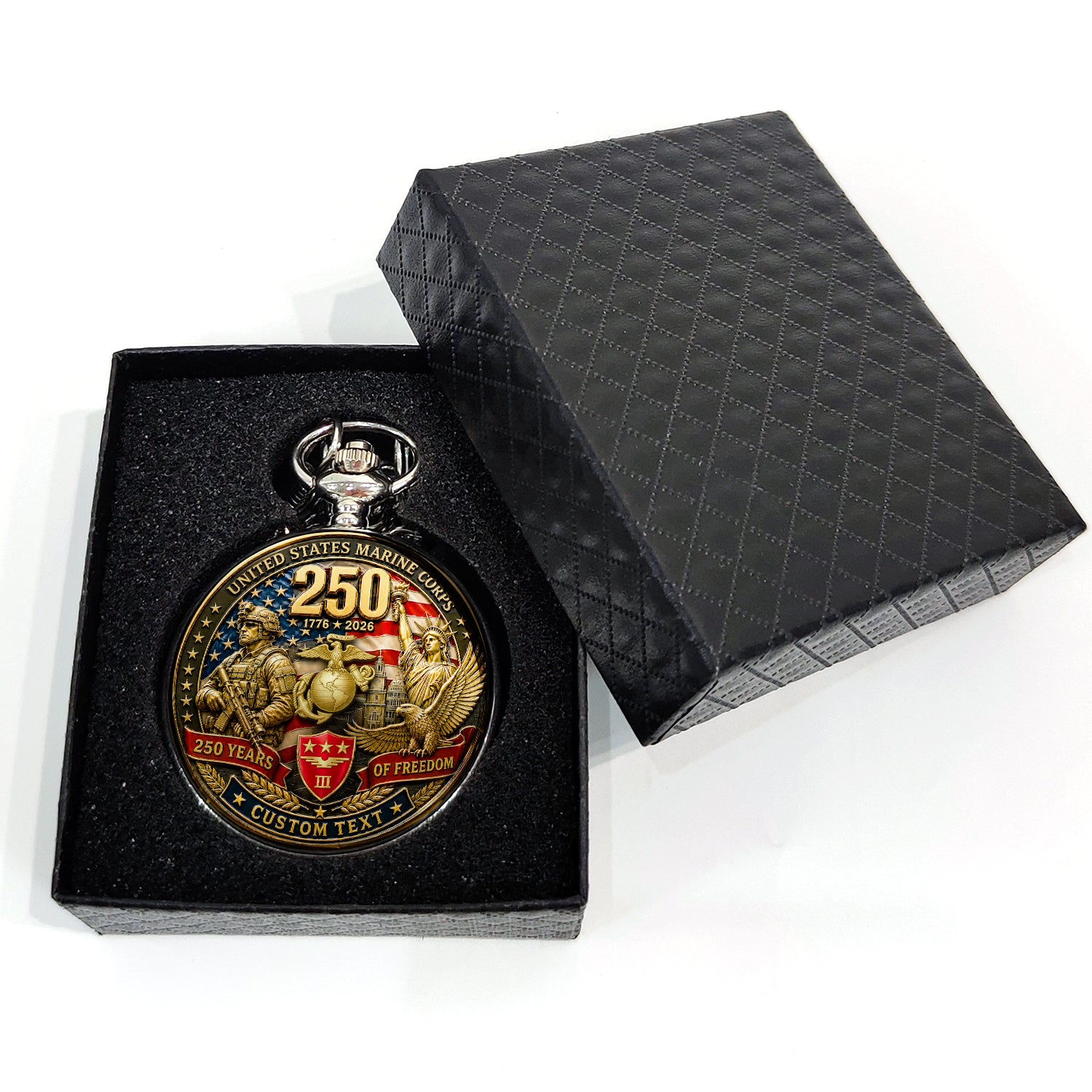 Marine Veteran Custom Name Pocket Watch Anniversary Gift