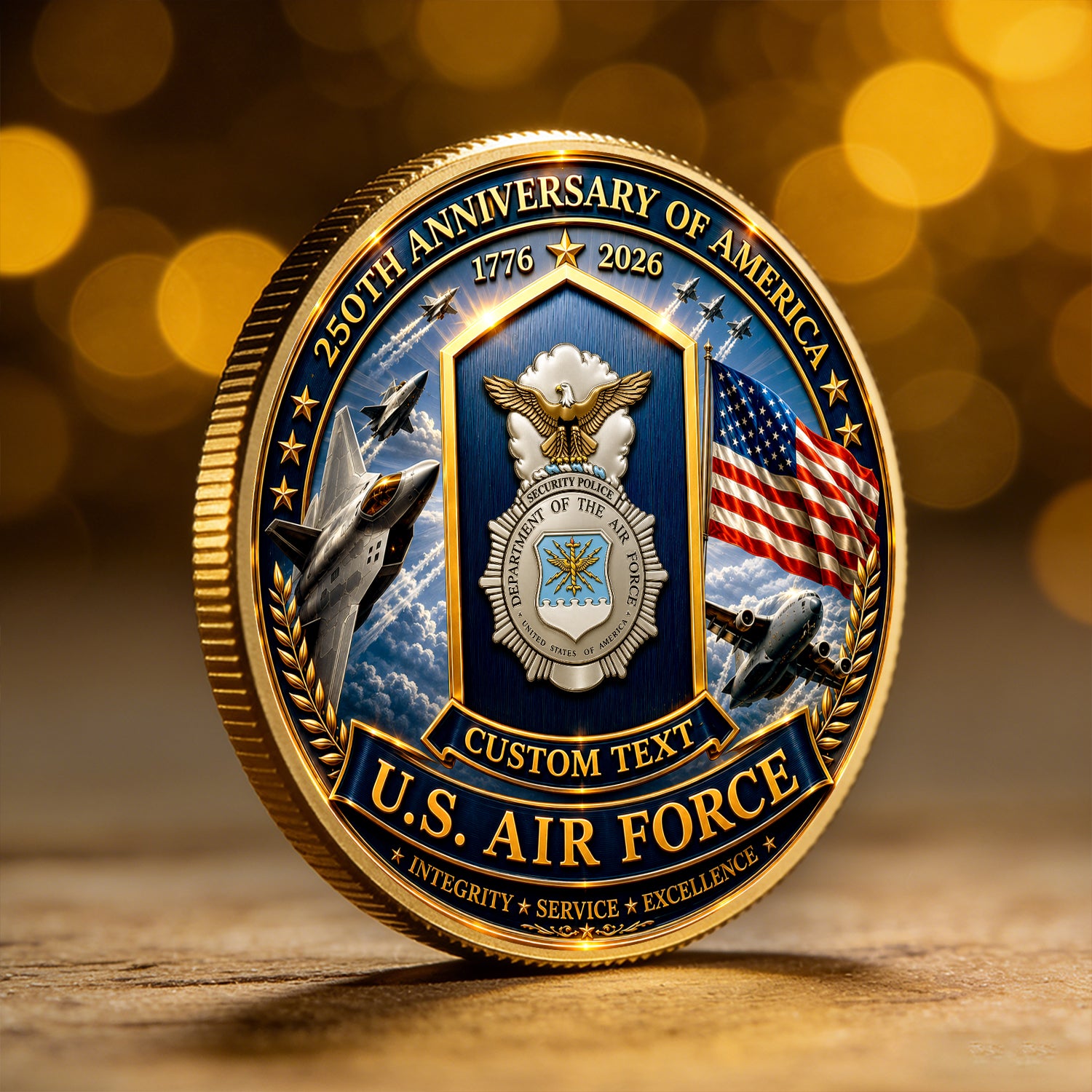 Personalized Air Force Challenge Coin Custom Rank Gift