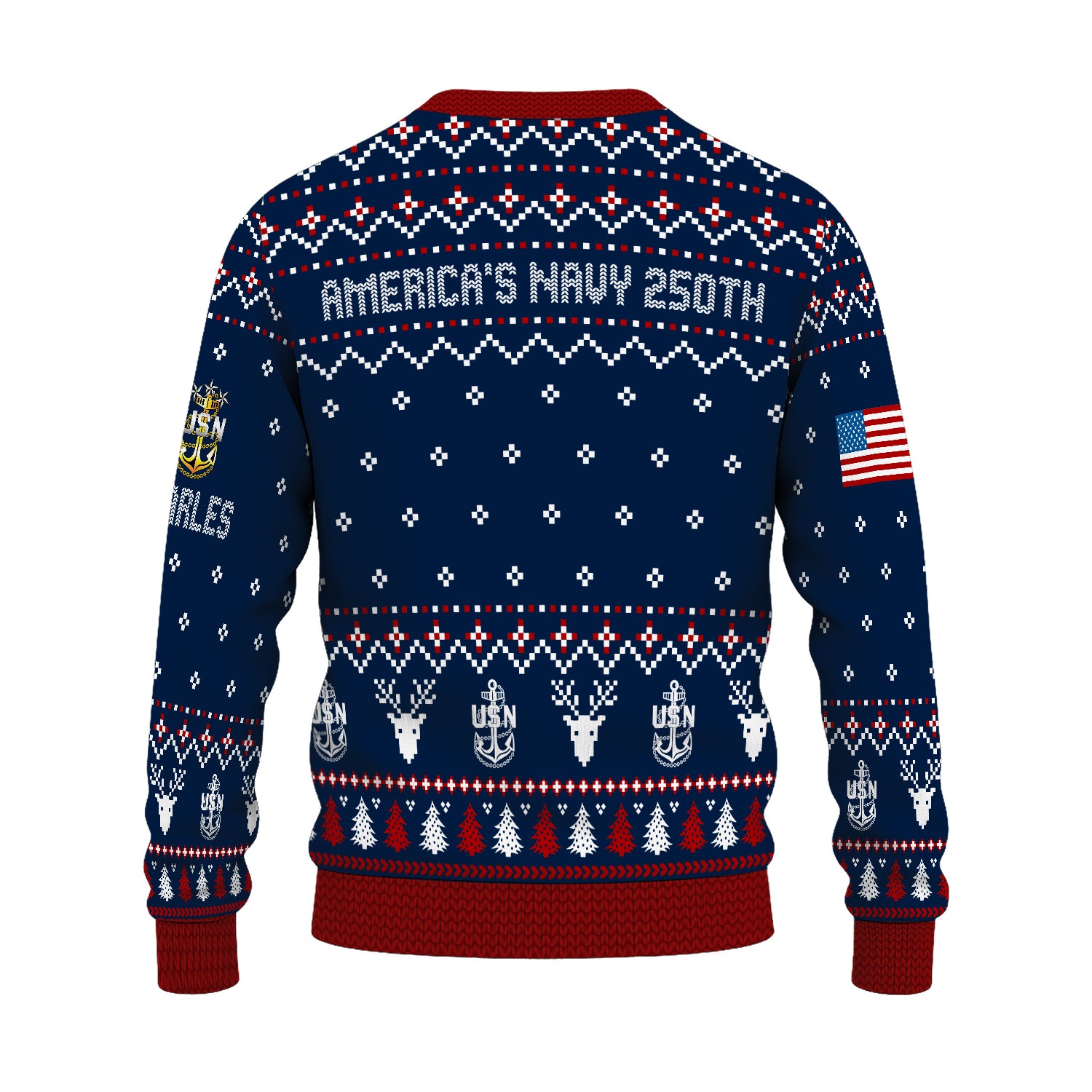 Custom Ranks And Text US Navy Ugly Christmas Sweater for Women Men JUST01