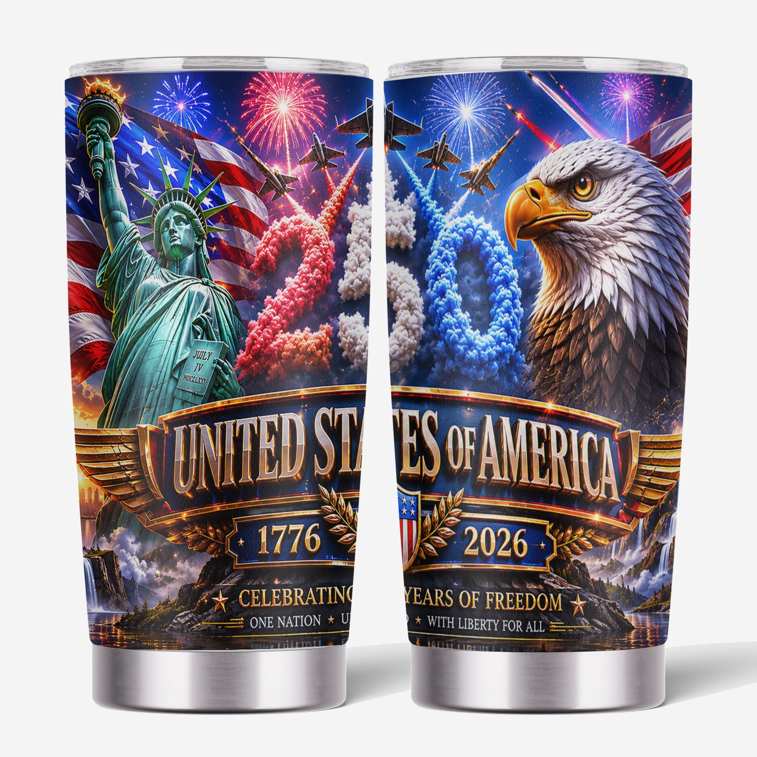 America 250 Years of Freedom 20oz Tumbler Eagle Patriotic Gift