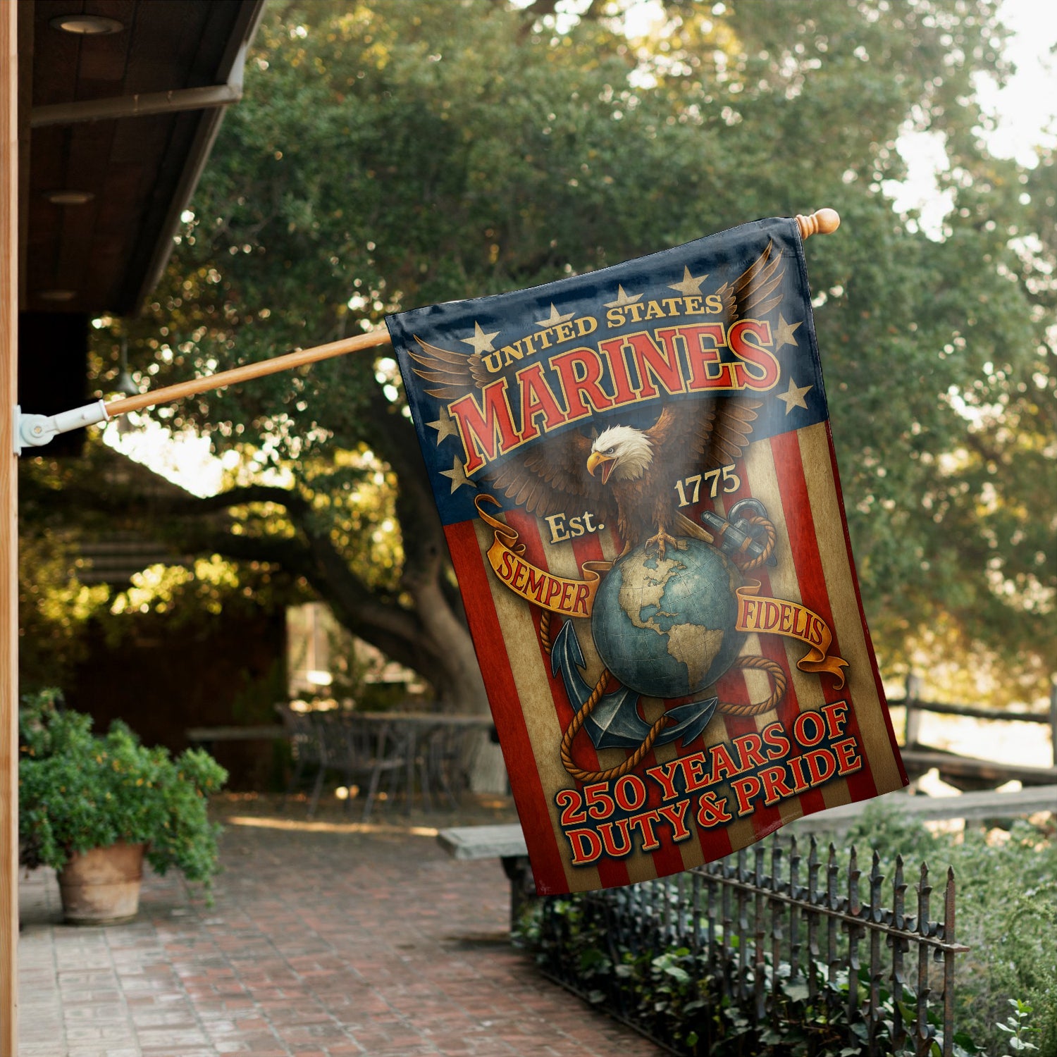 MARlNE 250 Years Duty & Pride House Flag 28" x 40" Twin-Side Printing