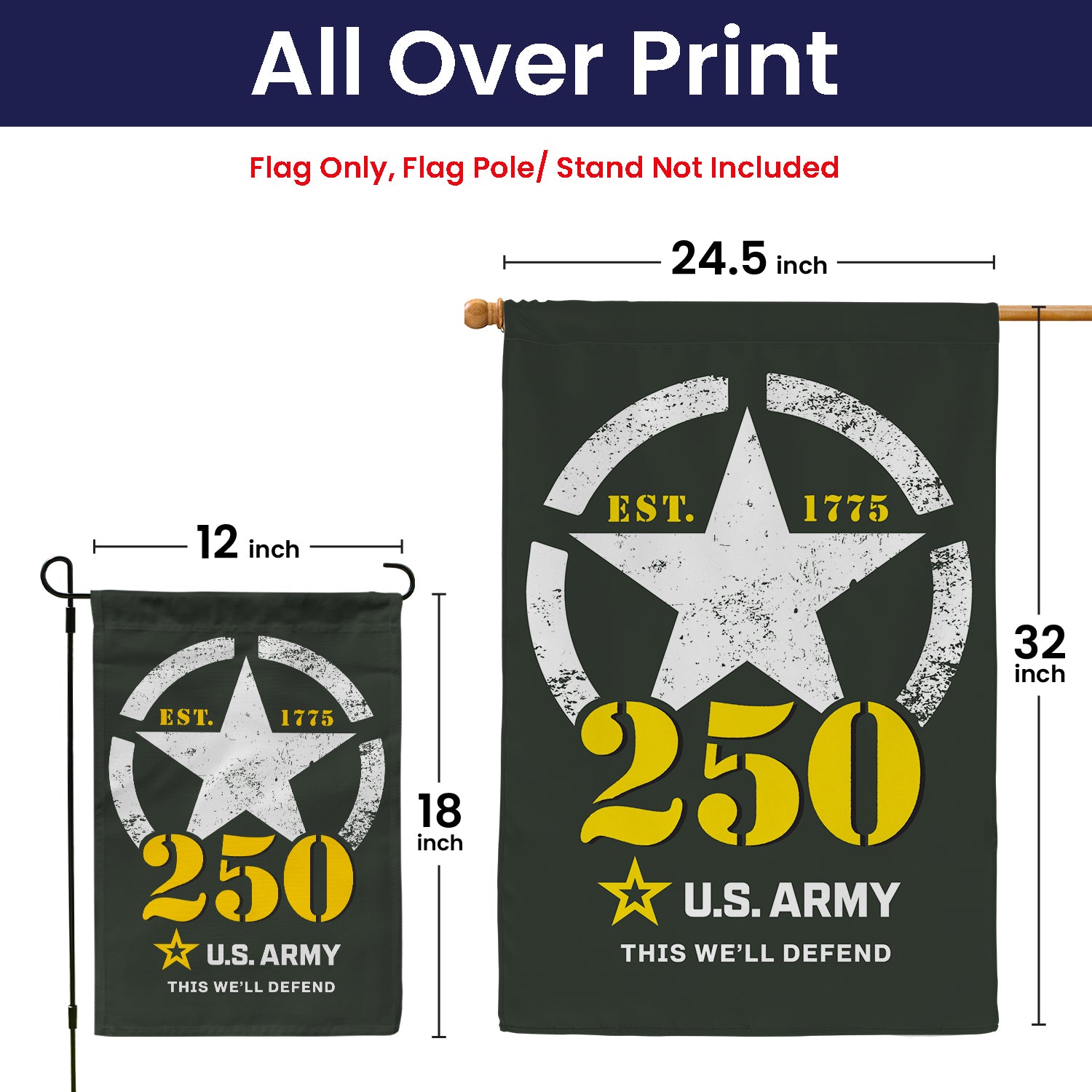 US Army 250 This We'll Defend Garden Flag Twin-Side Printing