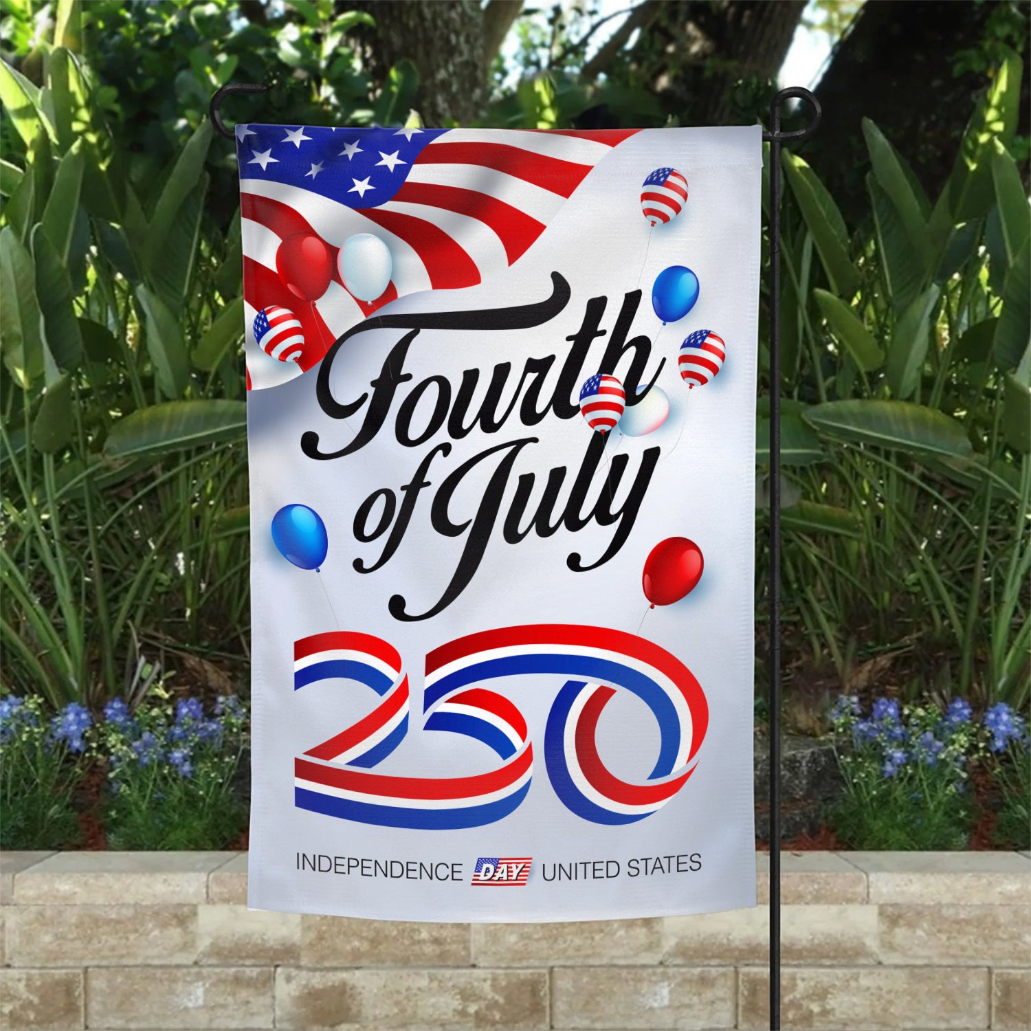 Fourth of July 250 Garden Flag 12''x18'' Twin-Side Printing