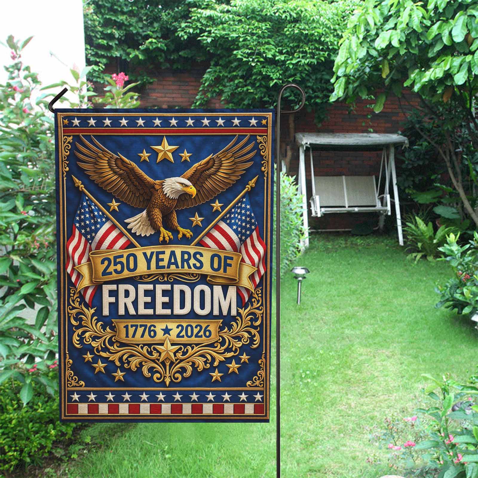 250 Years of Freedom Garden Flag Patriotic Eagle USA 1776-2026 Decor