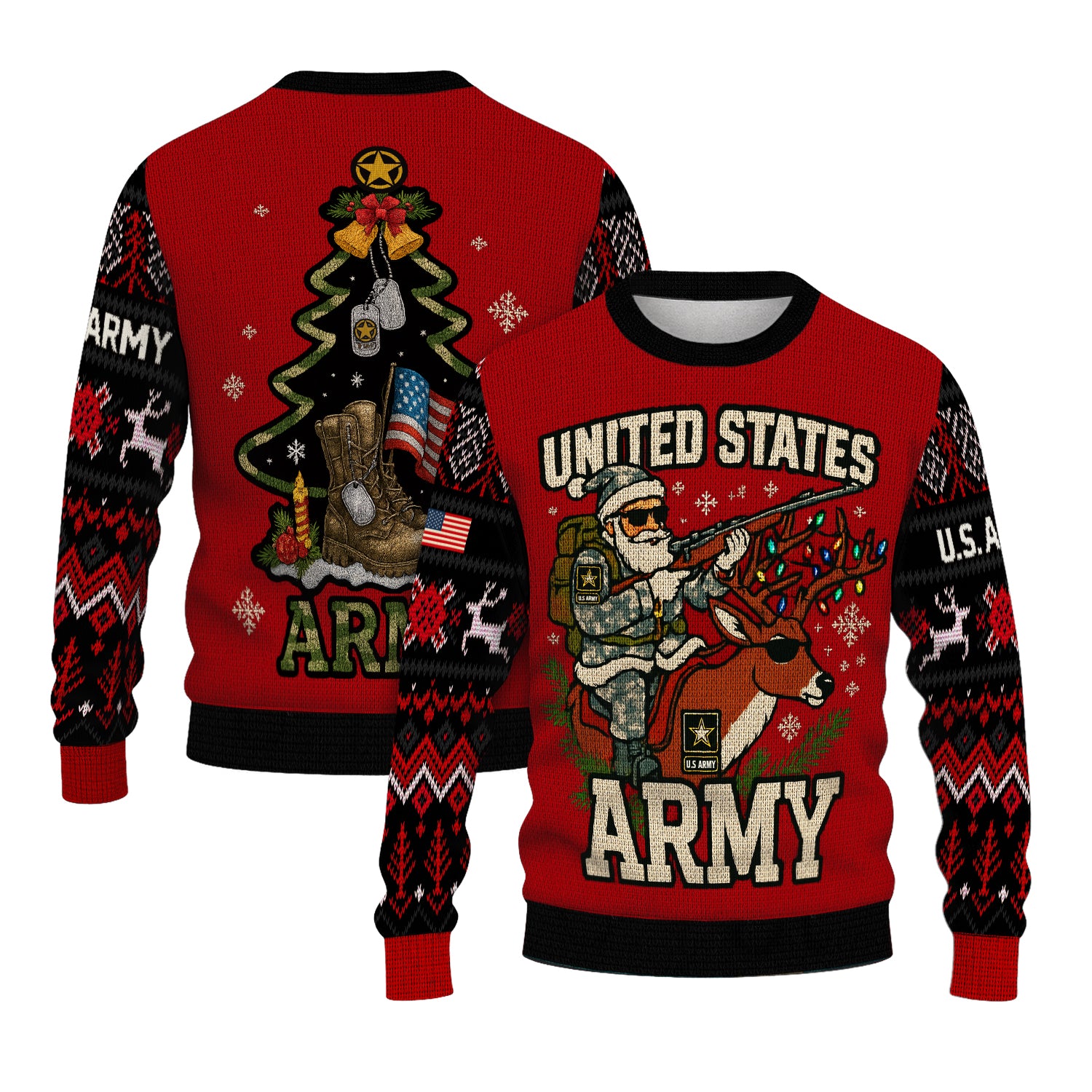 US Army Santa Cloud Soldier Ugly Christmas Sweater