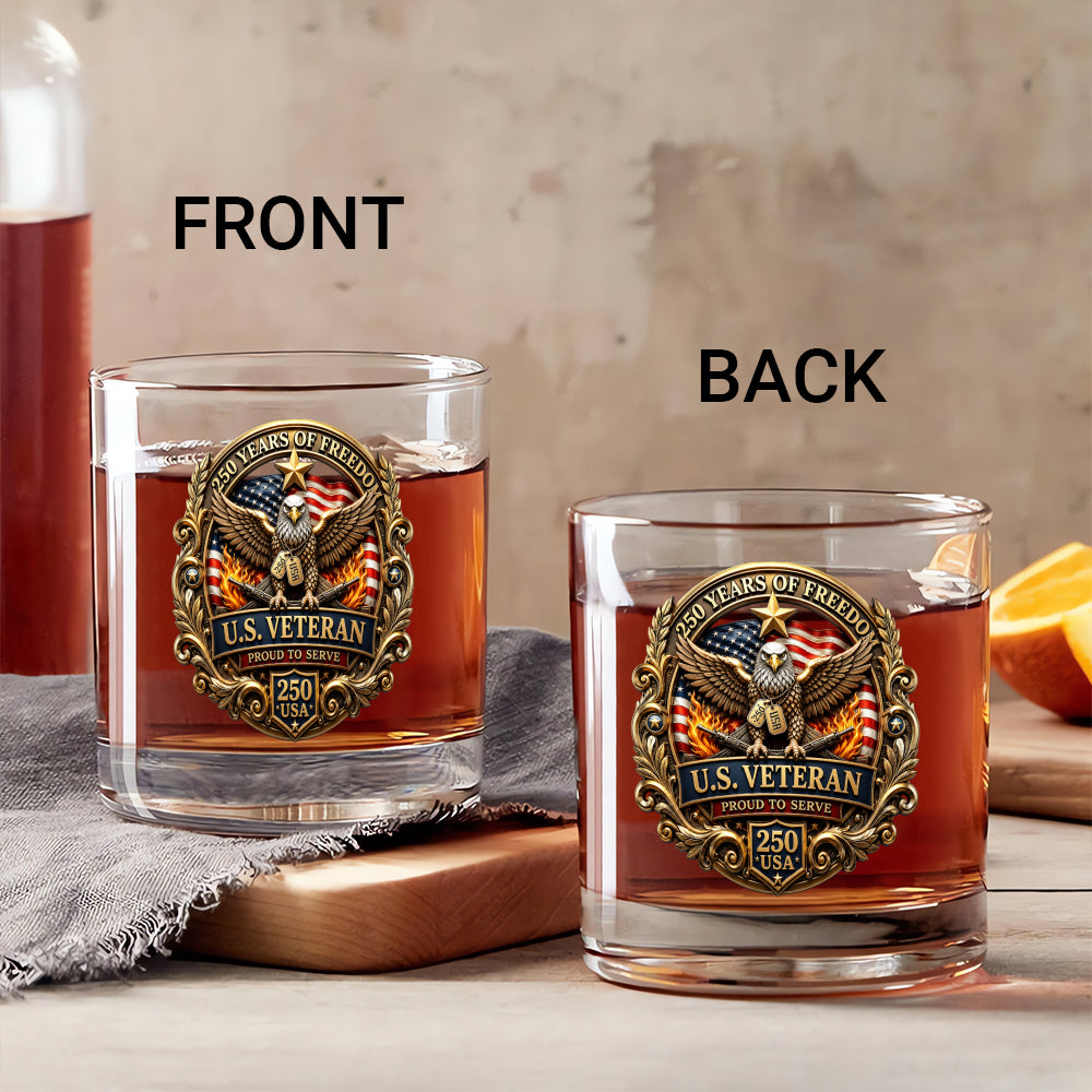 USA 250th Anniversary Rocks Glass Patriotic Gift