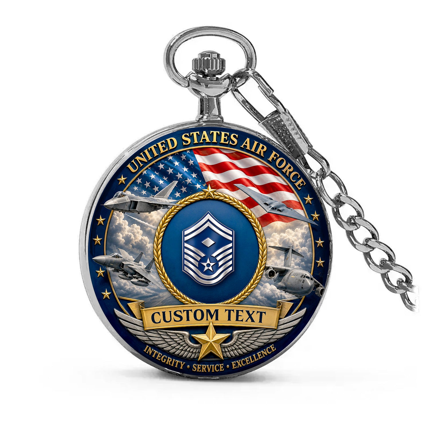 US Air Force 250th Anniversary Pocket Watch Custom Sailor Gift