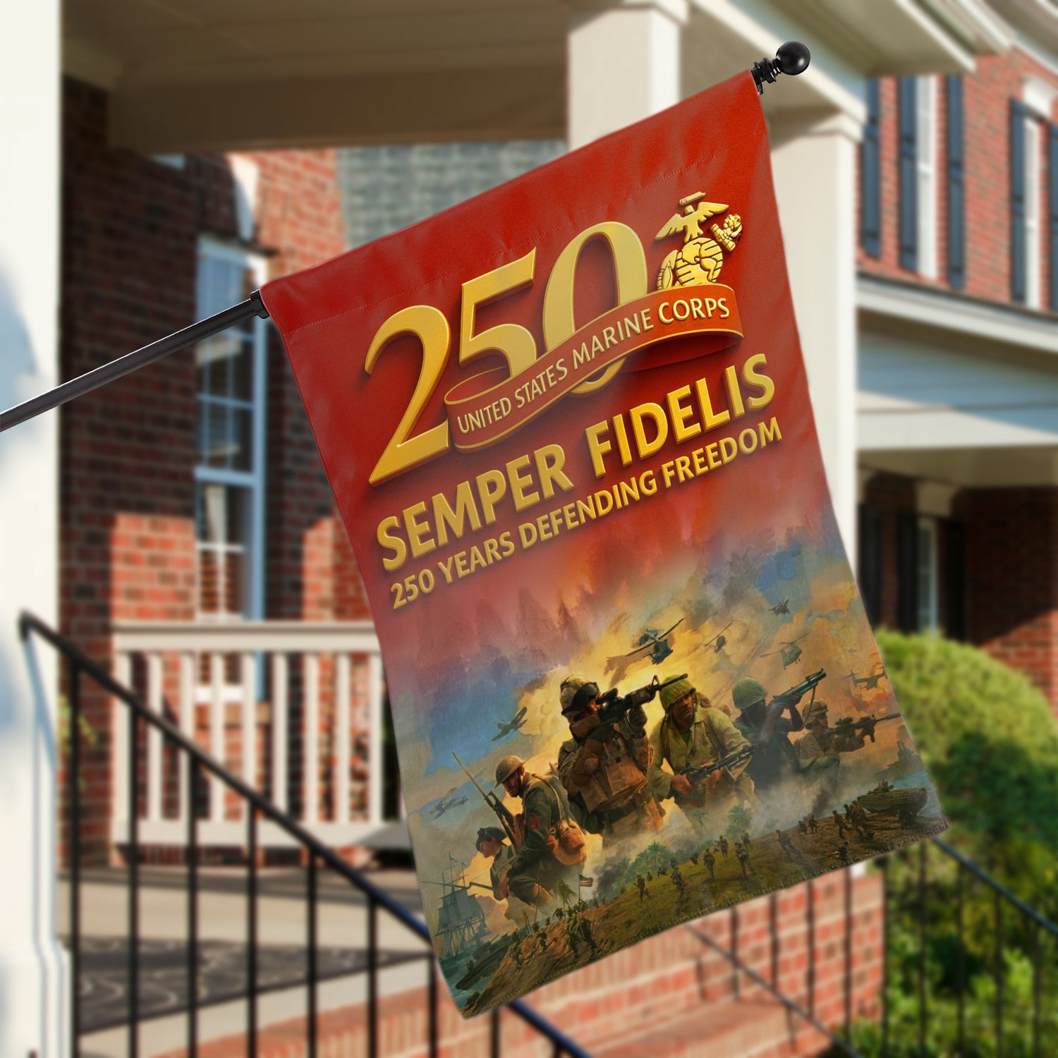 MARlNE Semper Fields 250 Years Defending Freedom House Flag 28" x 40" Twin-Side Printing