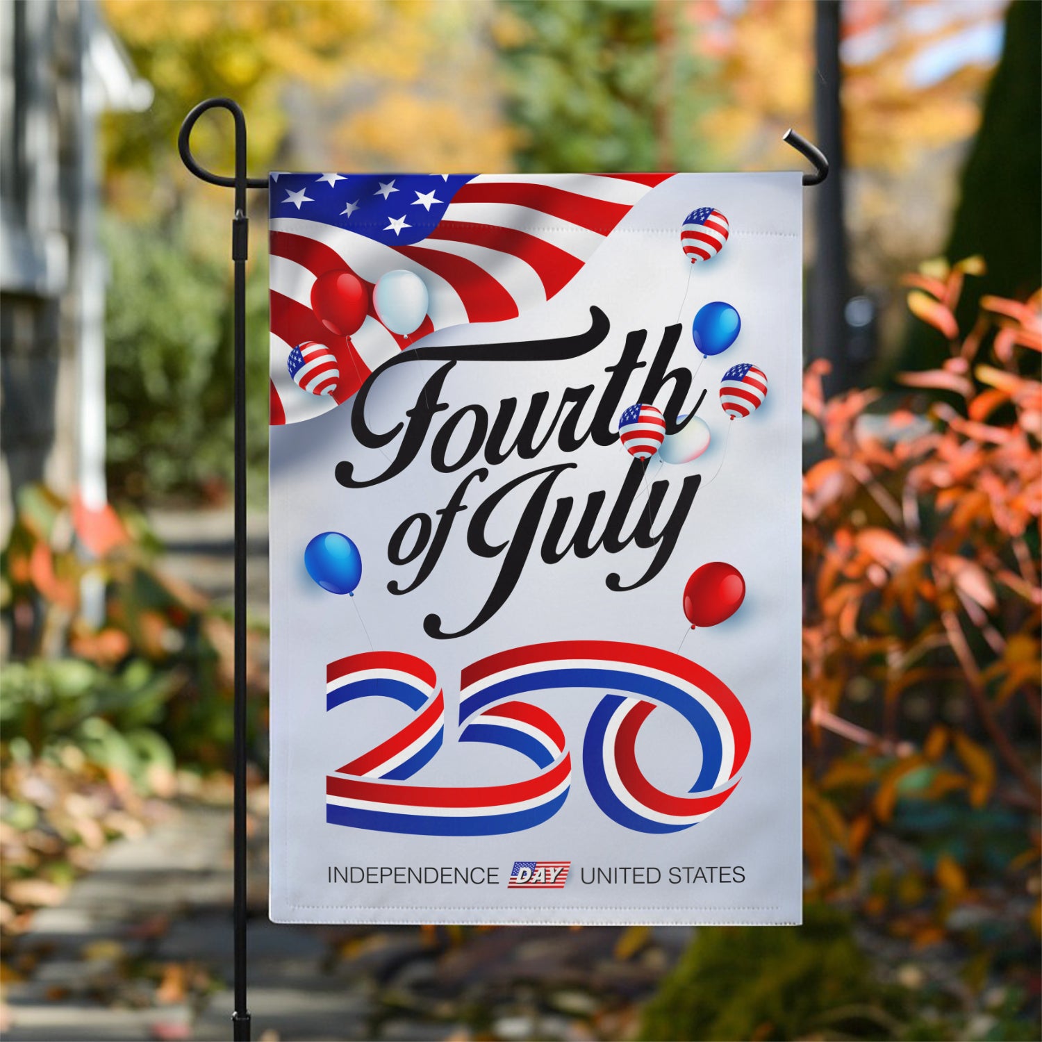 Fourth of July 250 Garden Flag 12''x18'' Twin-Side Printing