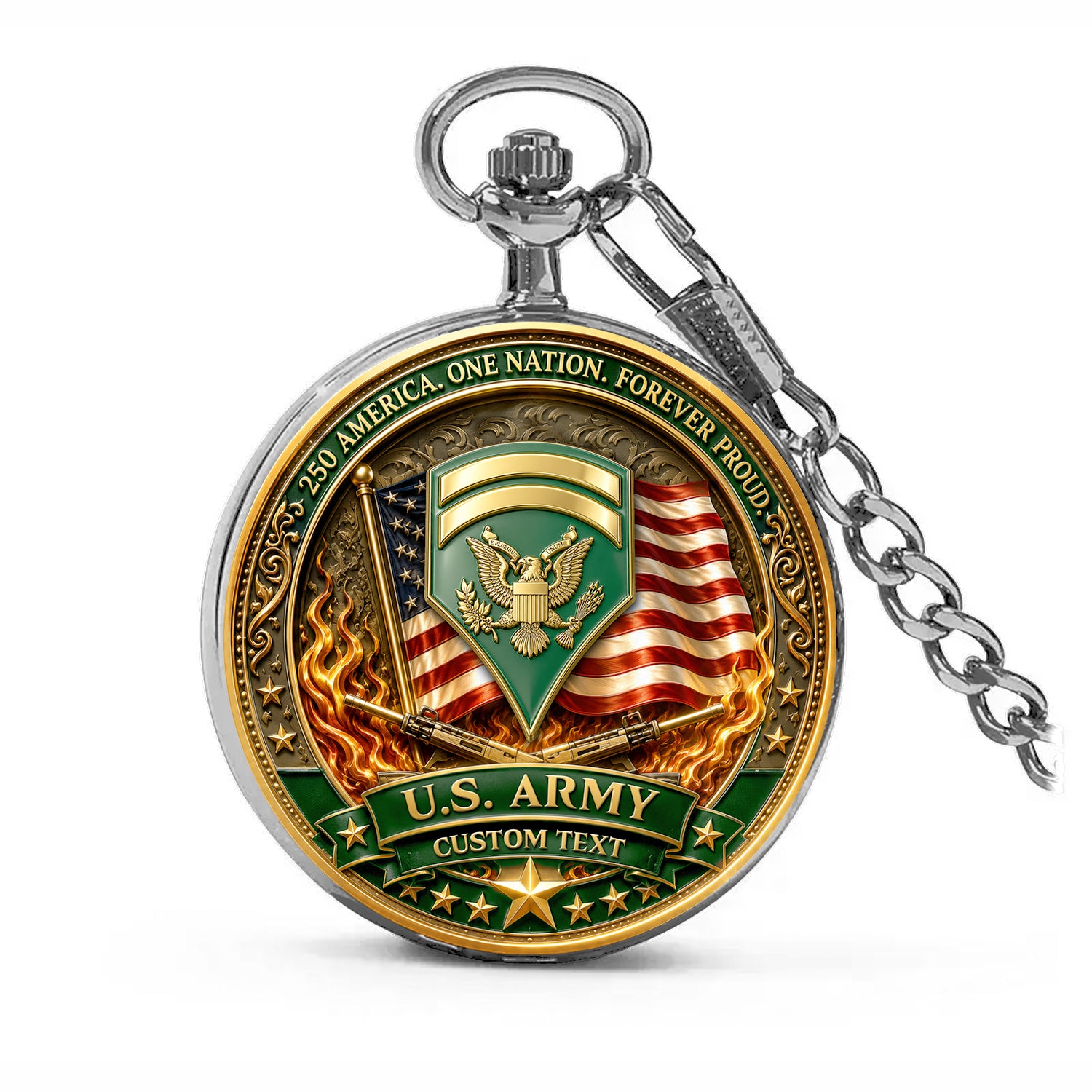 Army 250 Years Independence Pocket Watch Custom Gift