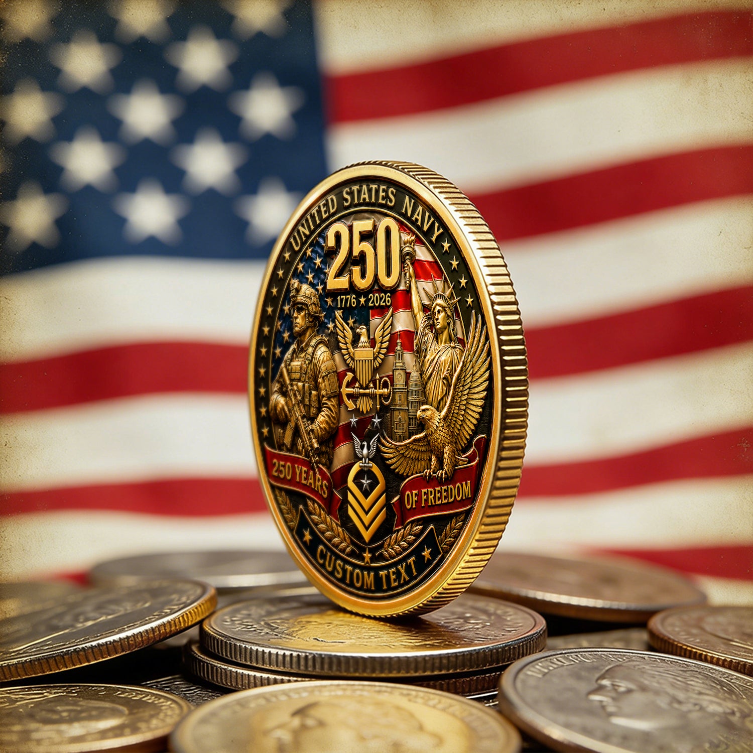 U.S. Navy Custom Rank Coin Freedom Anniversary Gift