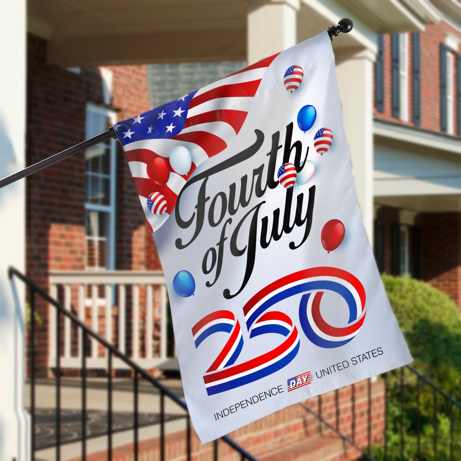 Fourth of July 250 House Flag 28''x40'' Twin-Side Printing