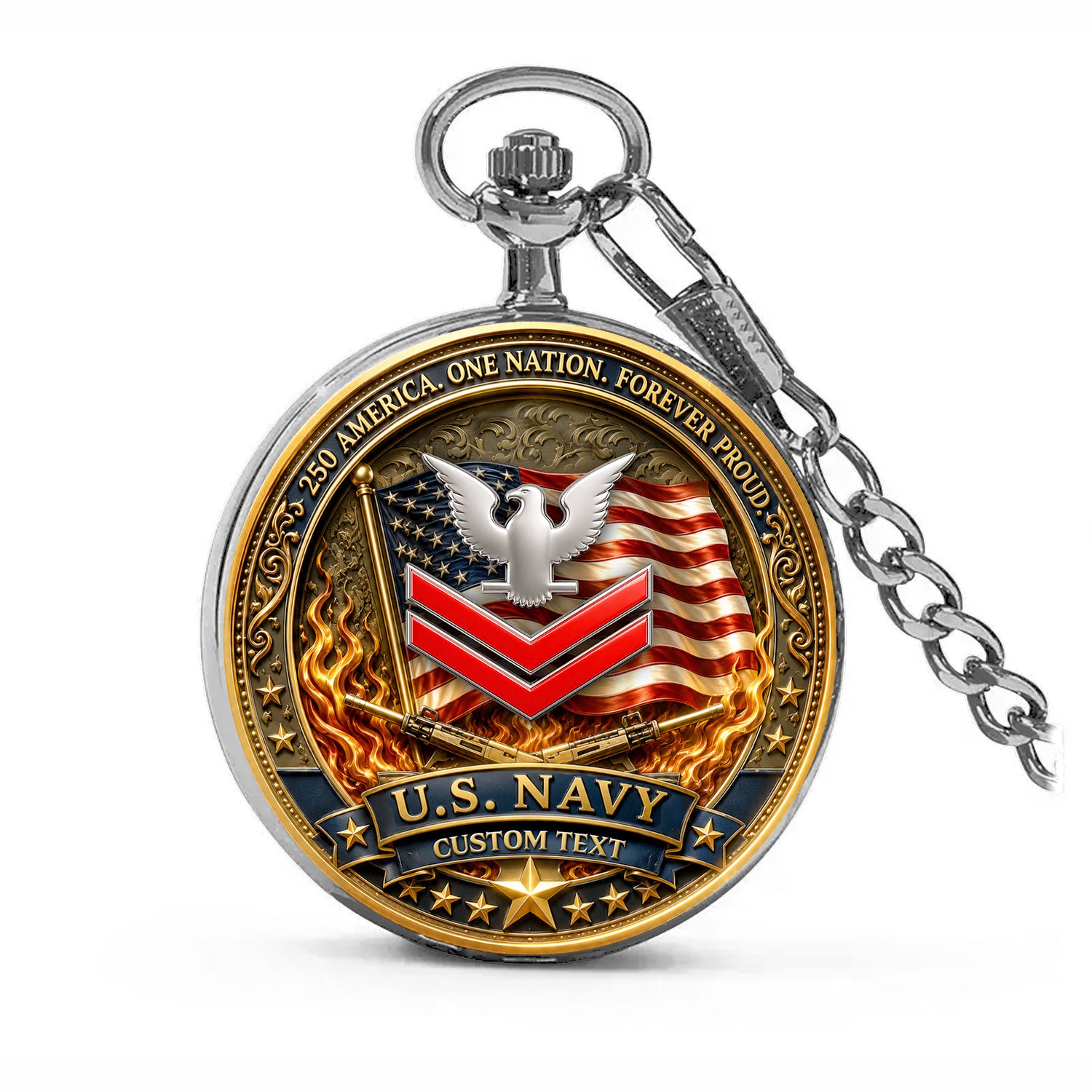 US Navy Veteran Pocket Watch Personalized Service Recognition Gift