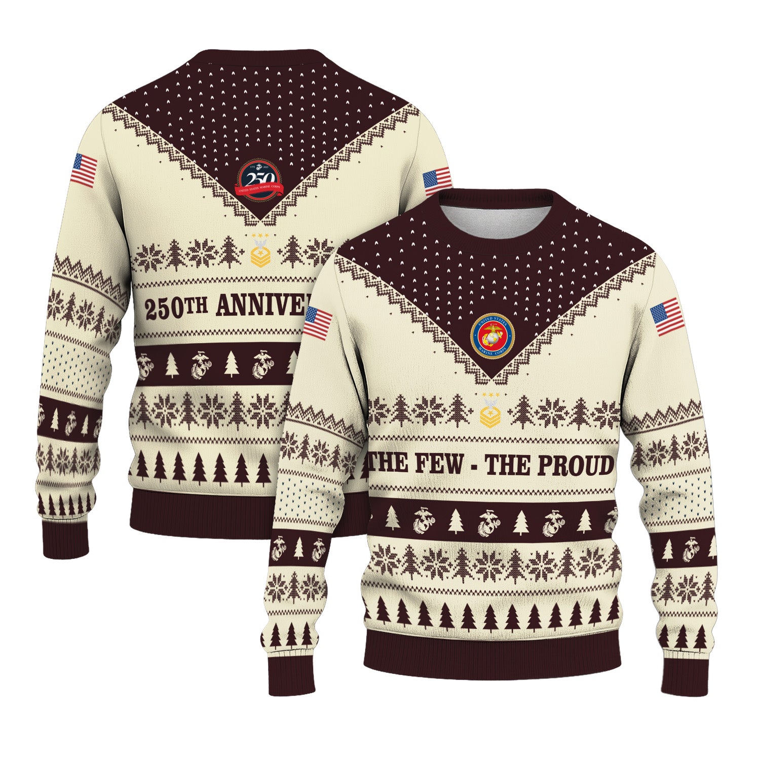 Custom Ranks USMC Ugly Christmas Sweater for Women Men TUST05