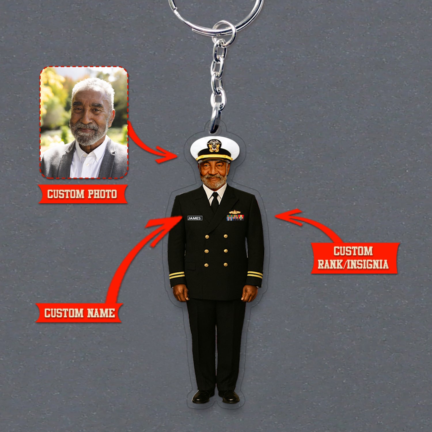 Personalized US Navy Custom Figure Acrylic Keychain