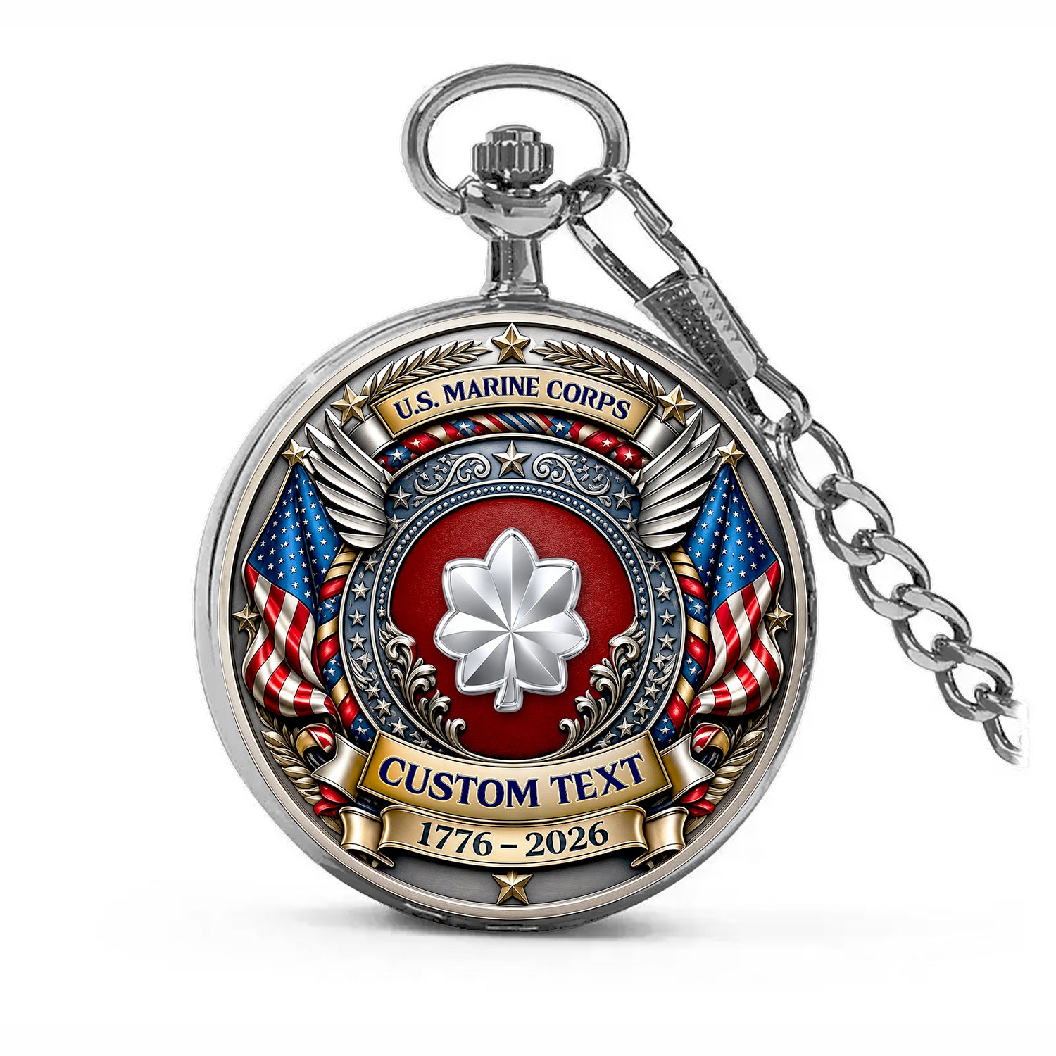 Personalized USMC Pocket Watch Military Collector Gift