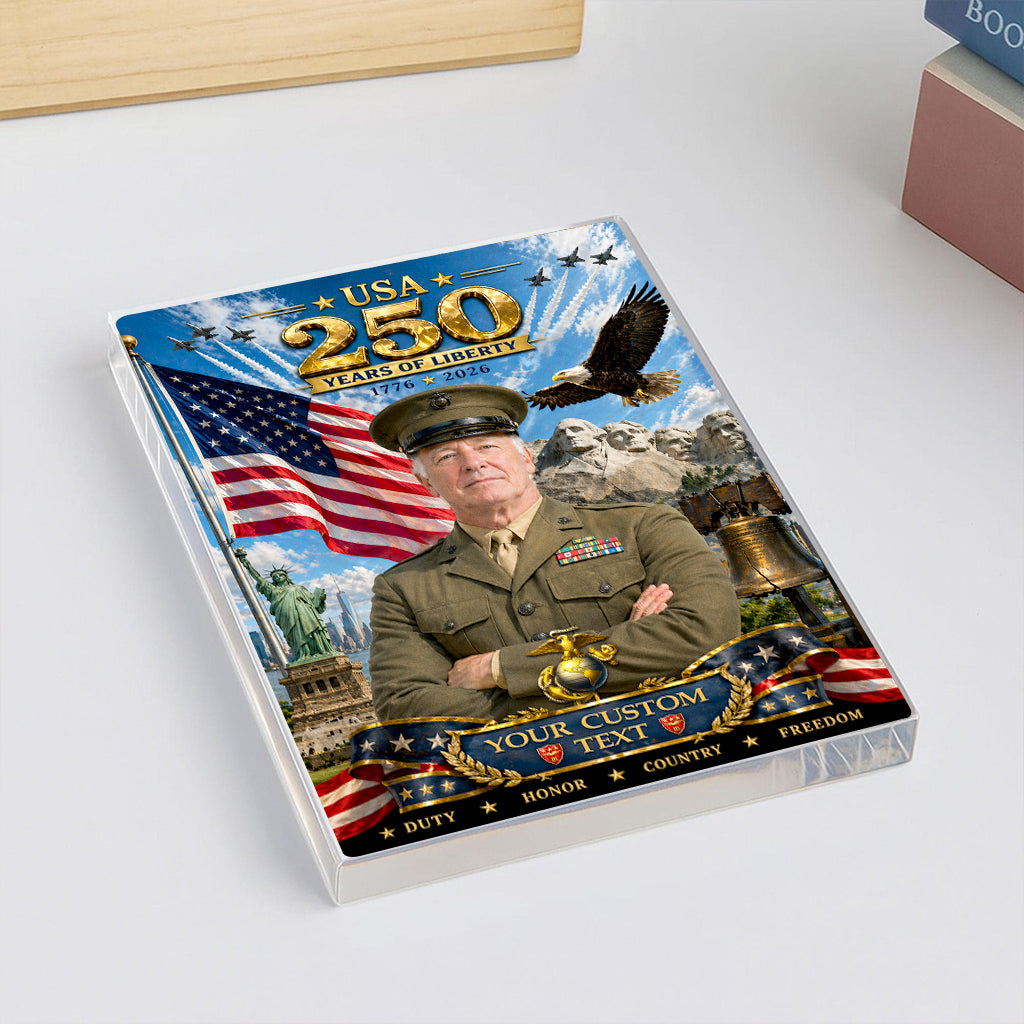 USA 250 Years Of Liberty USMC Service Dress Uniform Custom Figure Acrylic Block