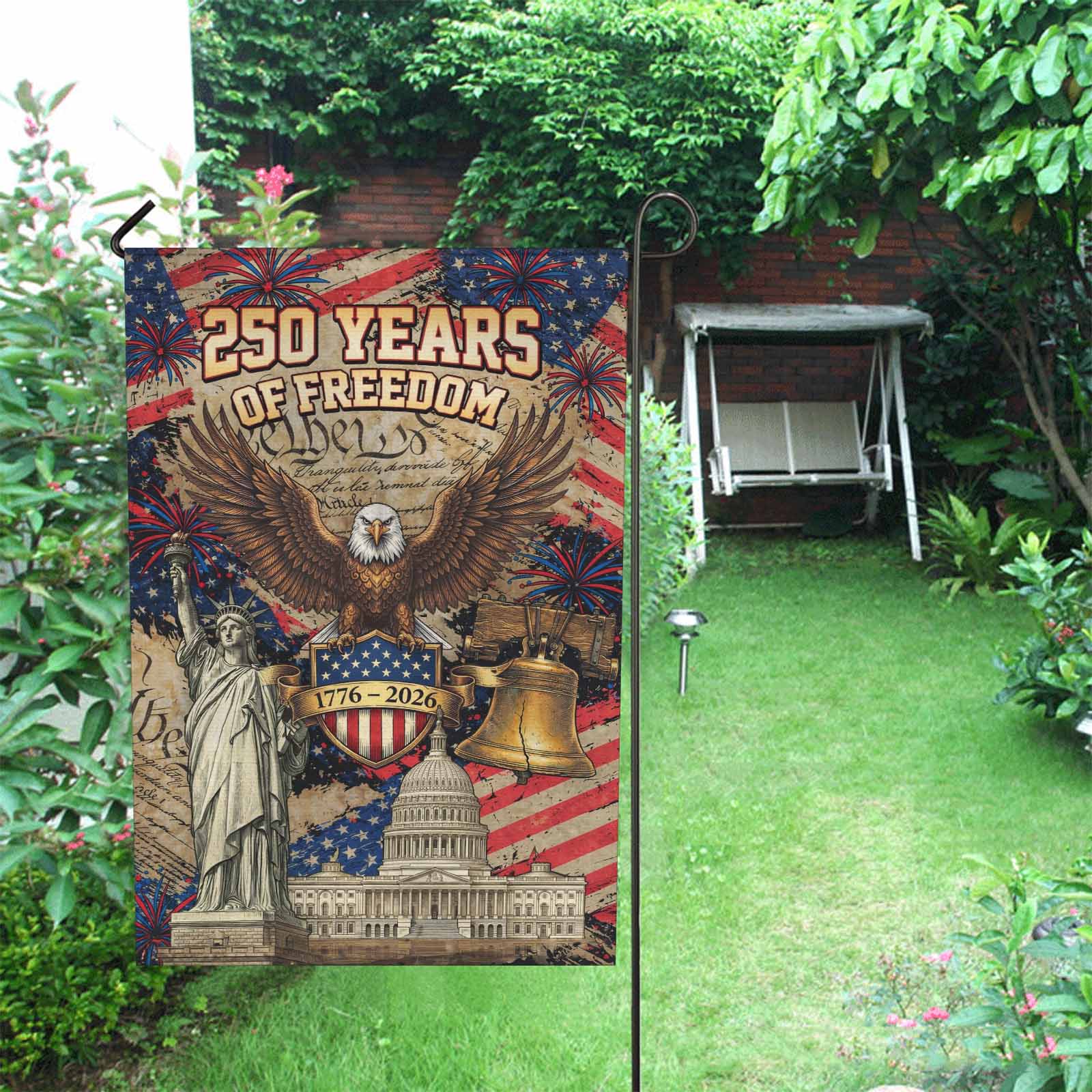 America 250 Garden Flag 1776–2026 Statue of Liberty Patriotic Decor