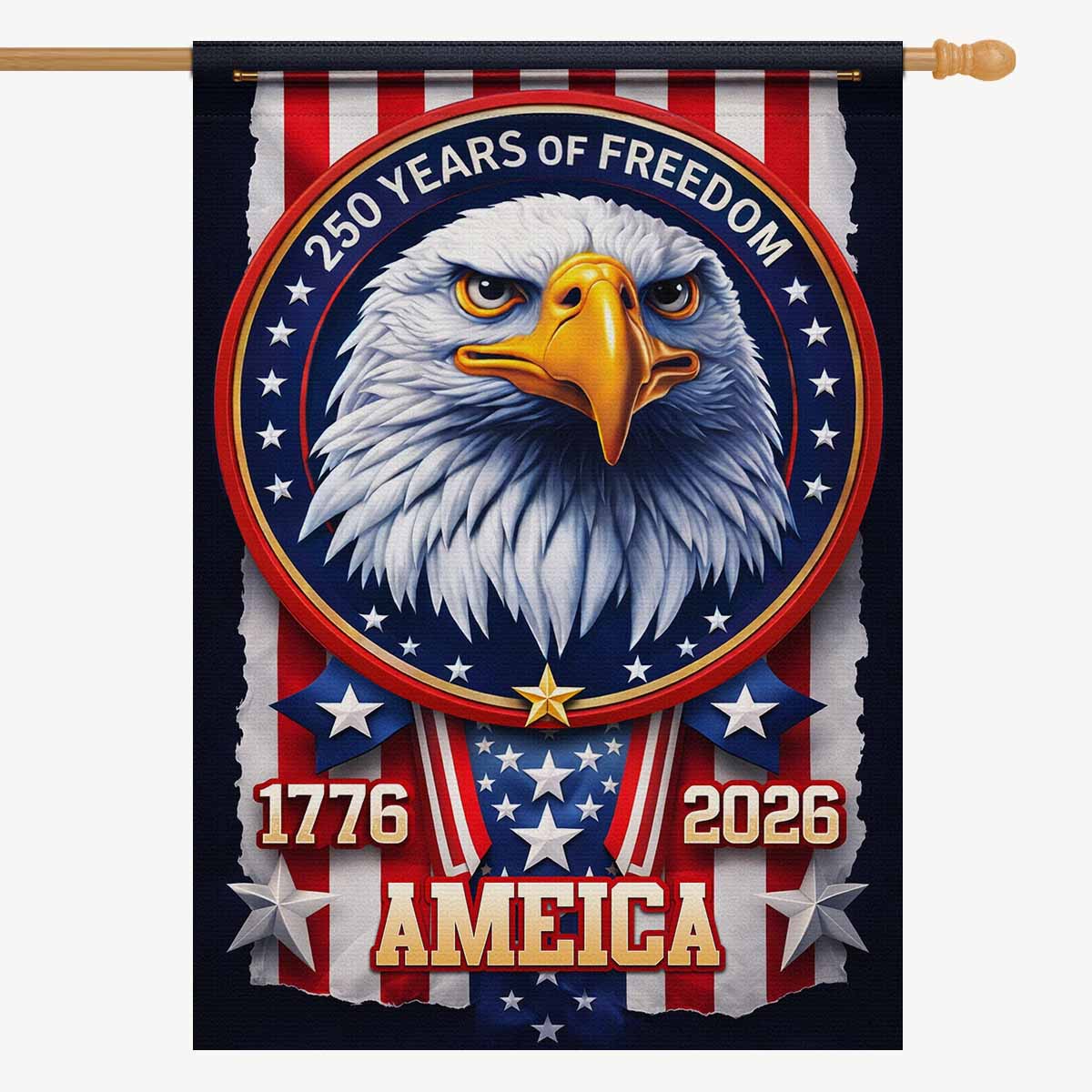 America 250 House Flag Patriotic Eagle Anniversary Flag