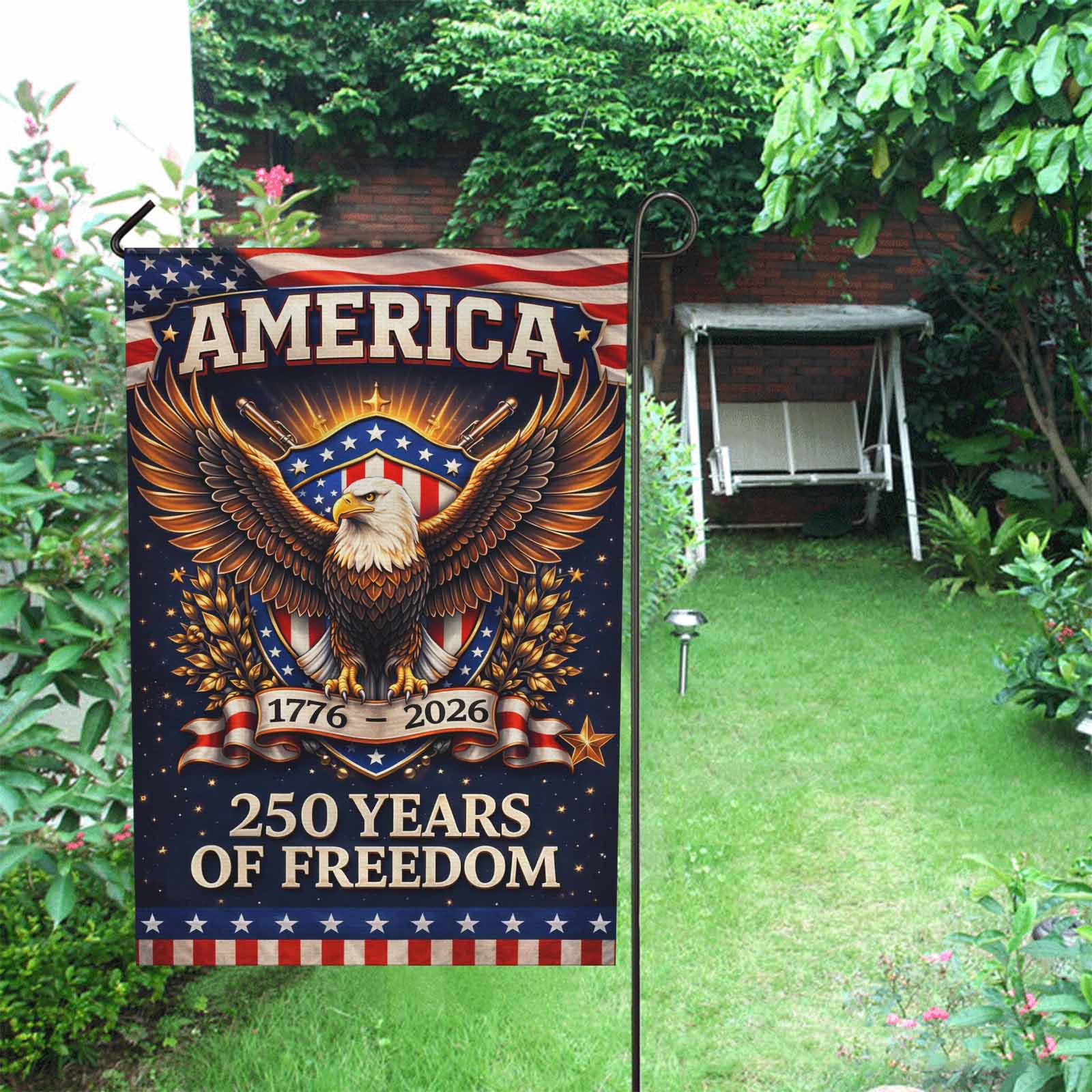 USA 250 Years of Freedom Garden Flag Patriotic Eagle American Flag Decor