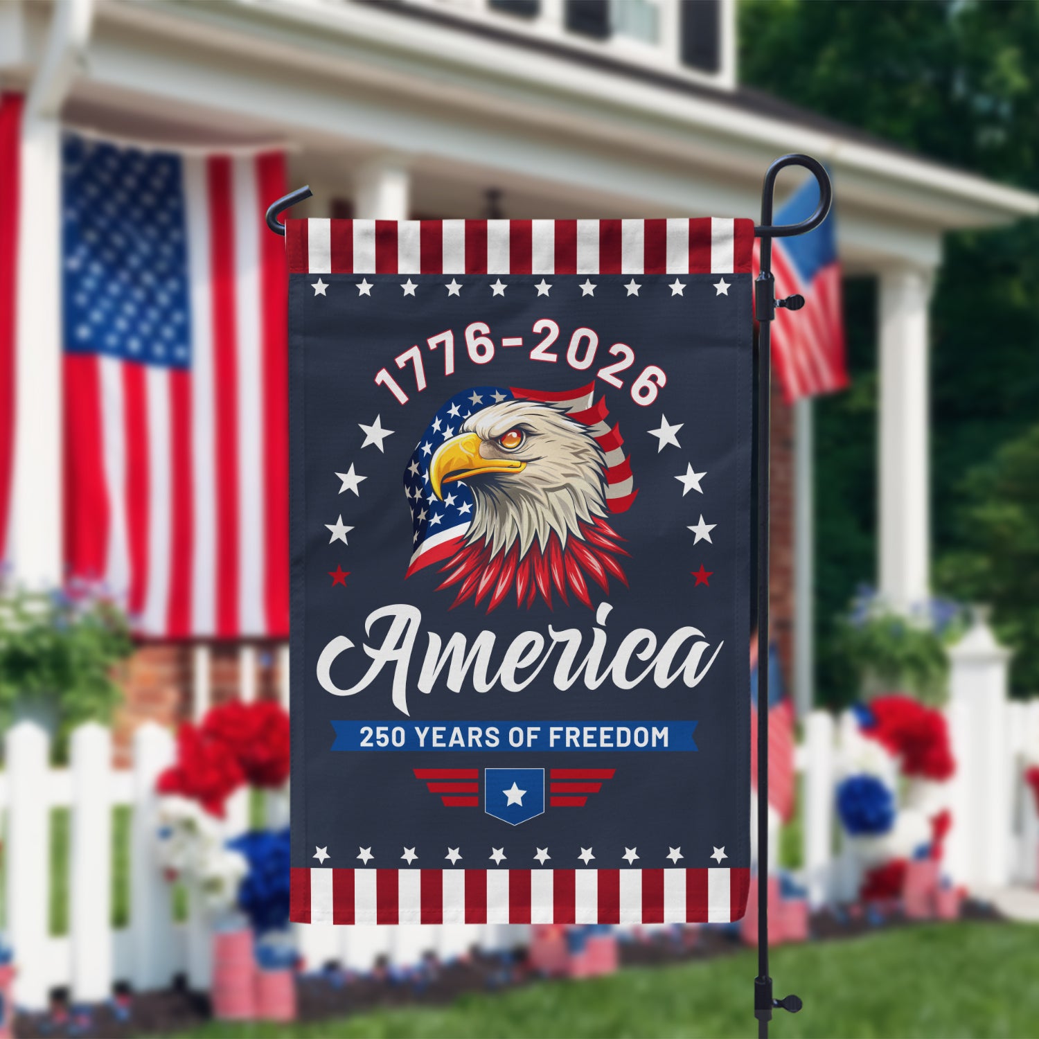 1776-2026 America 250 Years Of Freedom Garden Flag 12''x18'' Twin-Side Printing