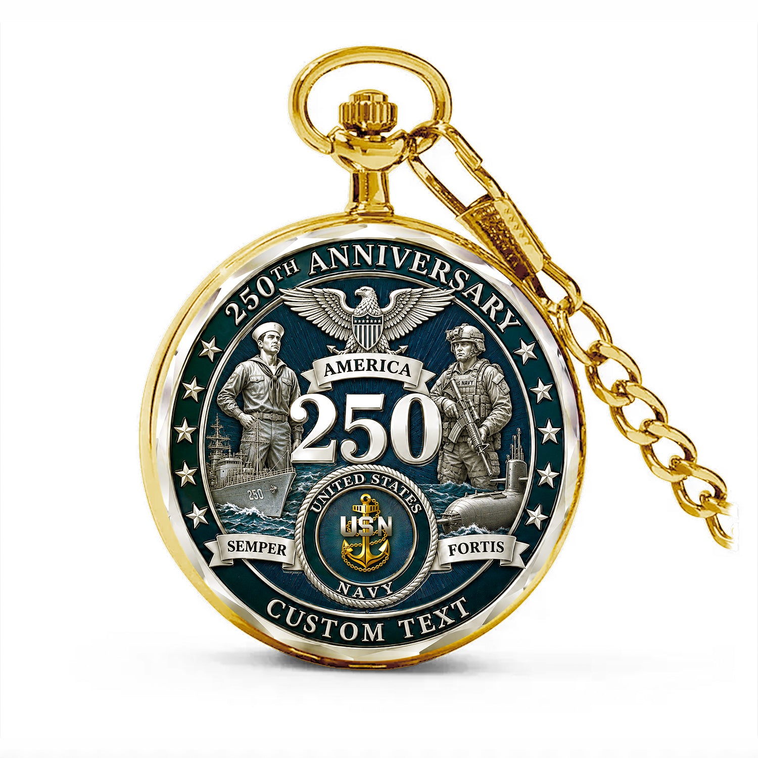 Custom Name US Navy Pocket Watch Personalized Military Gift