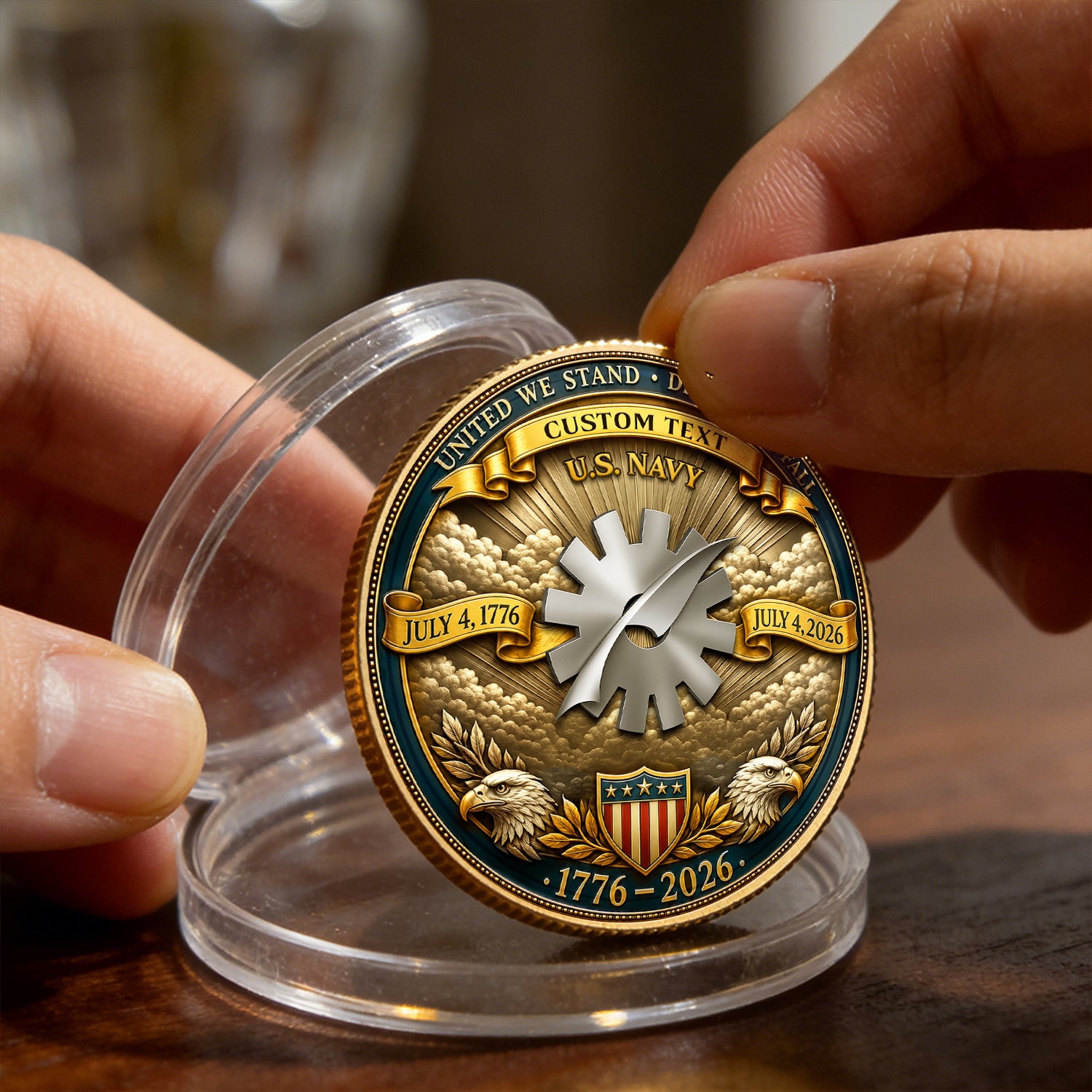 U.S. Navy Anchor Challenge Coin Custom Name Gift