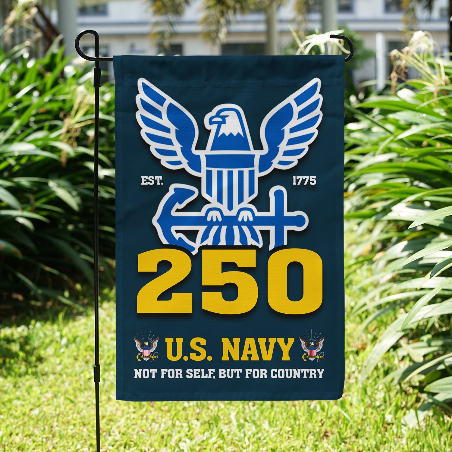 US Navy Est 1775 Not For Self, But For Country Garden Flag Twin-Side Printing