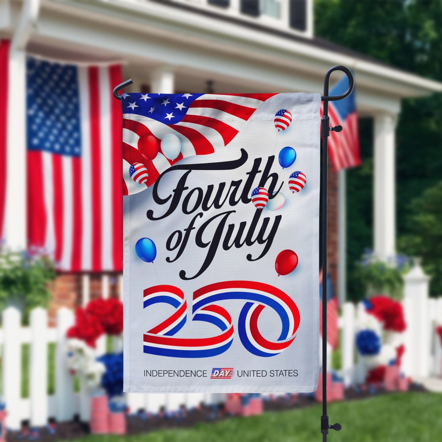Fourth of July 250 Garden Flag 12''x18'' Twin-Side Printing