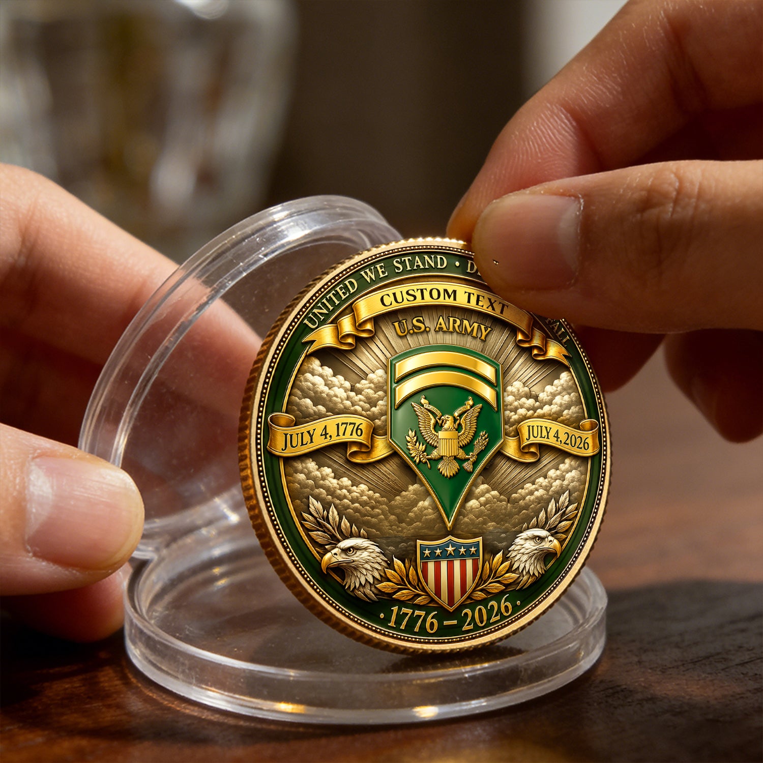 Custom Army Challenge Coin With Name Rank And Text
