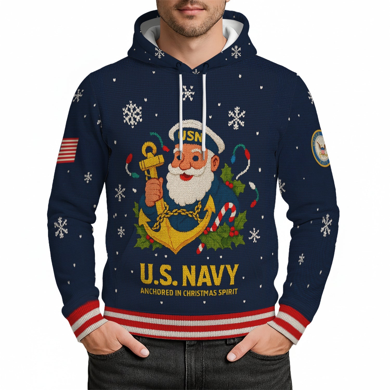 US Navy 250 Anchored In Christmas Spirit Christmas Xmas 3D All Over Print