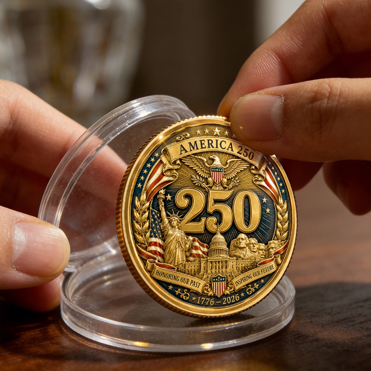 America 250 Years Of Freedom Patriotic Challenge Coin