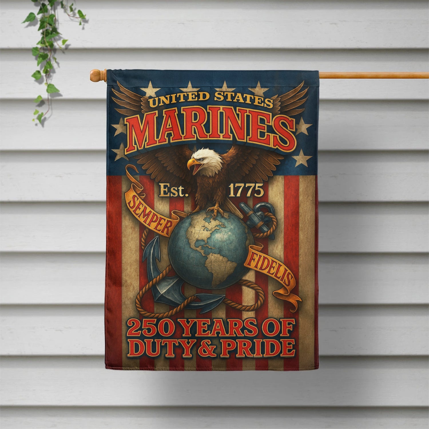 MARlNE 250 Years Duty & Pride House Flag 28" x 40" Twin-Side Printing