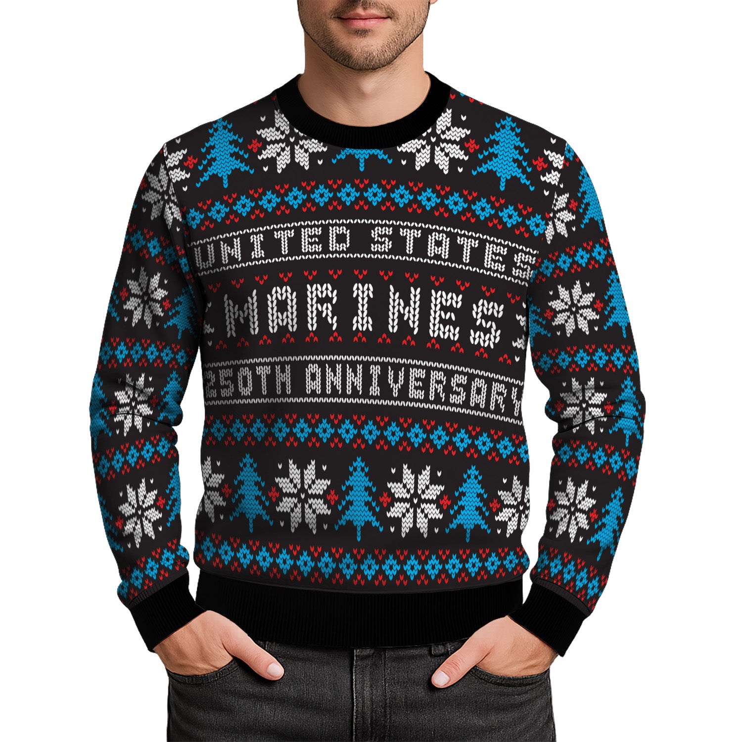 USMC 250th Anniversary Ugly Christmas Sweater for Women Men