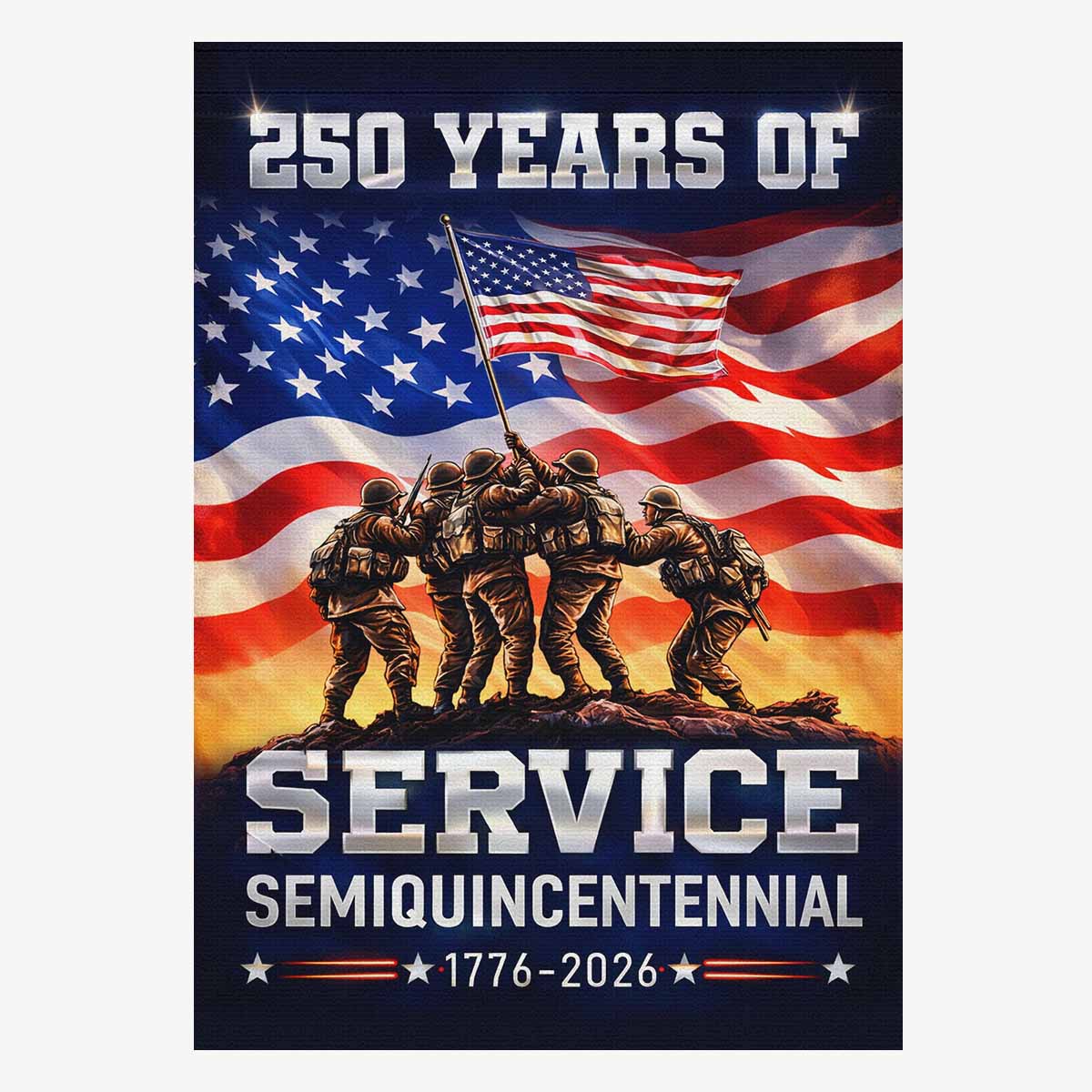 America 250 Service House Flag 1776–2026 – Military Tribute Patriotic Banner