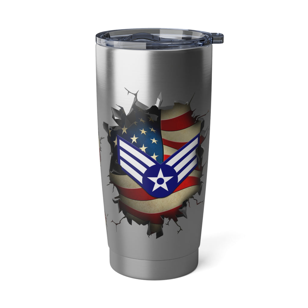 US Air Force E-4 Senior Airman SrA E4 Enlisted Airman Ranks AF Rank 3D Break Effect Vagabond 20oz Tumbler