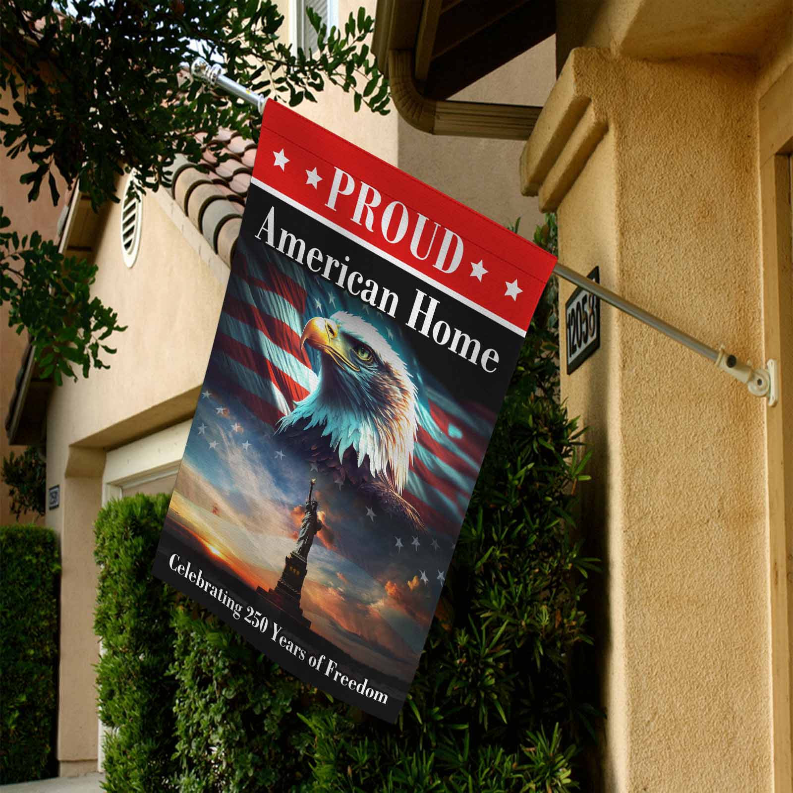 Proud American Home Garden Flag Patriotic Eagle Statue of Liberty 250 Years of Freedom USA Decor