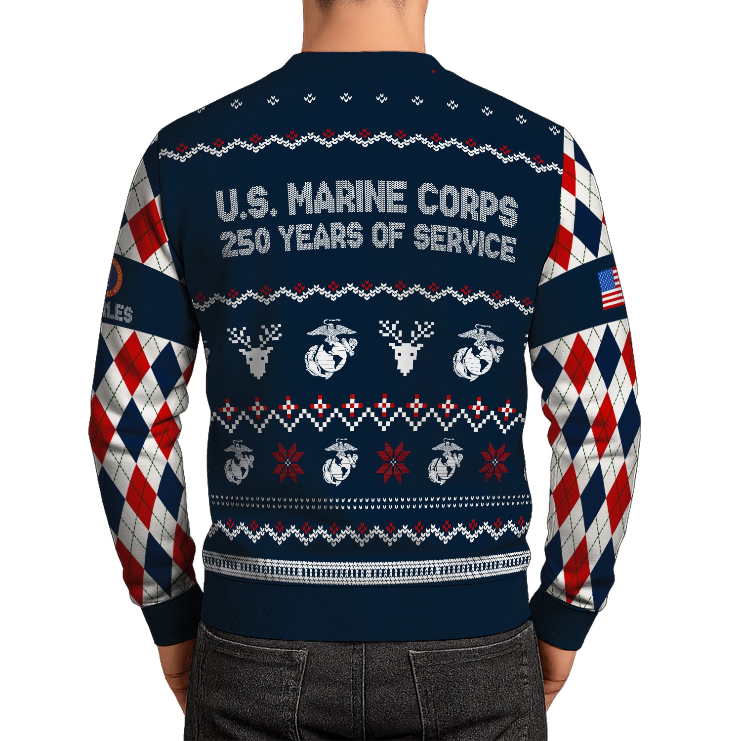 Custom Ranks And Text USMC Ugly Christmas Sweater for Women Men JUST05