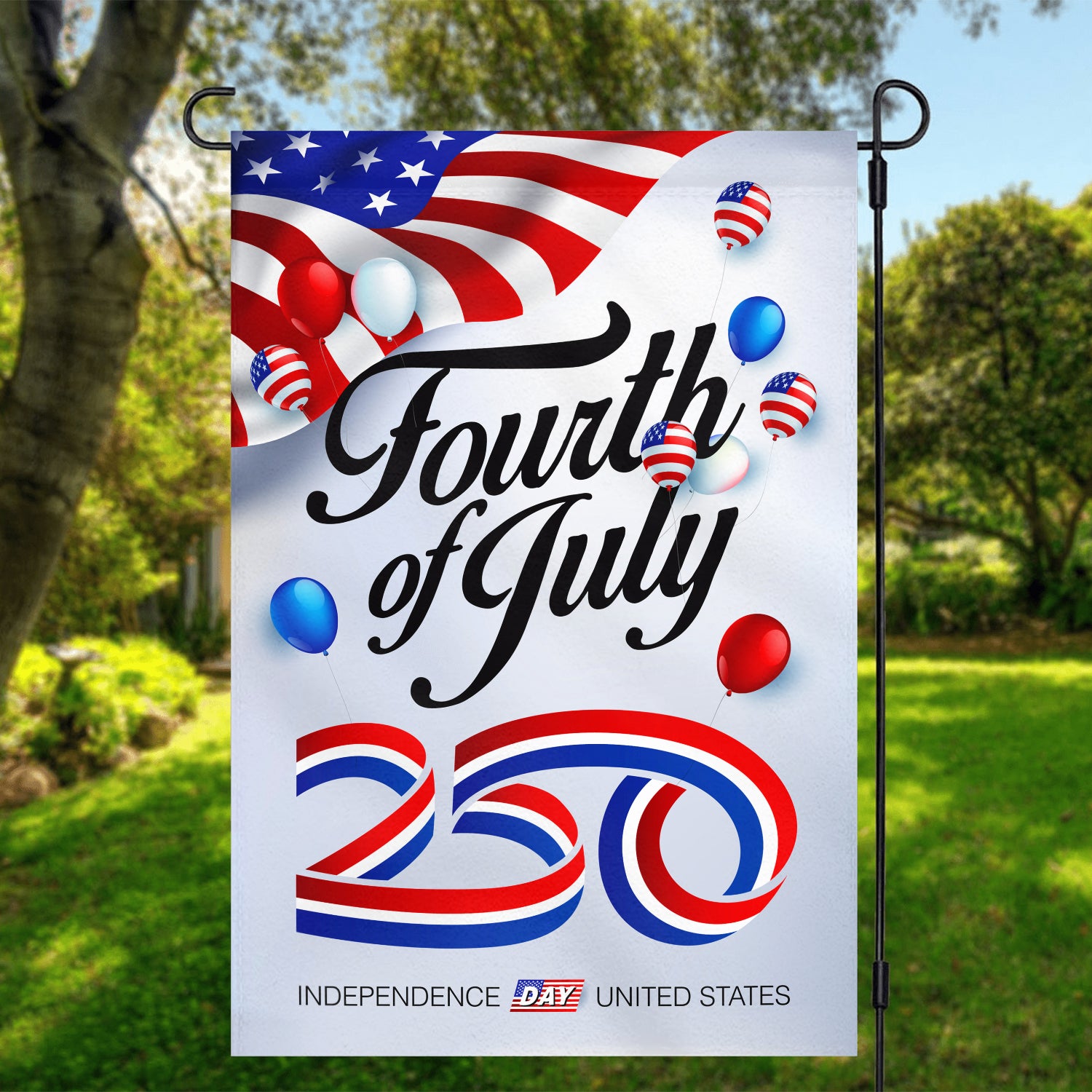 Fourth of July 250 Garden Flag 12''x18'' Twin-Side Printing
