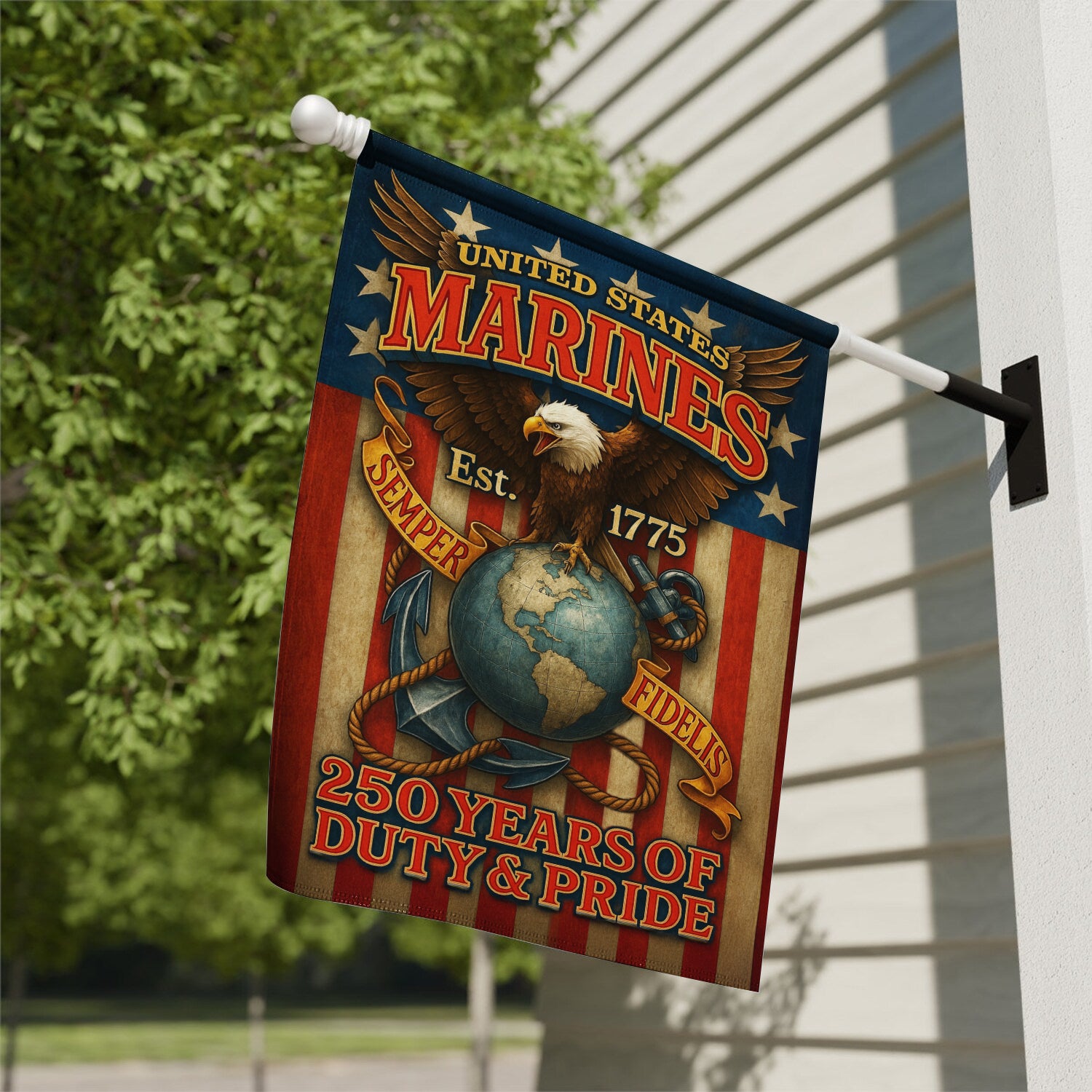 MARlNE 250 Years Duty & Pride House Flag 28" x 40" Twin-Side Printing