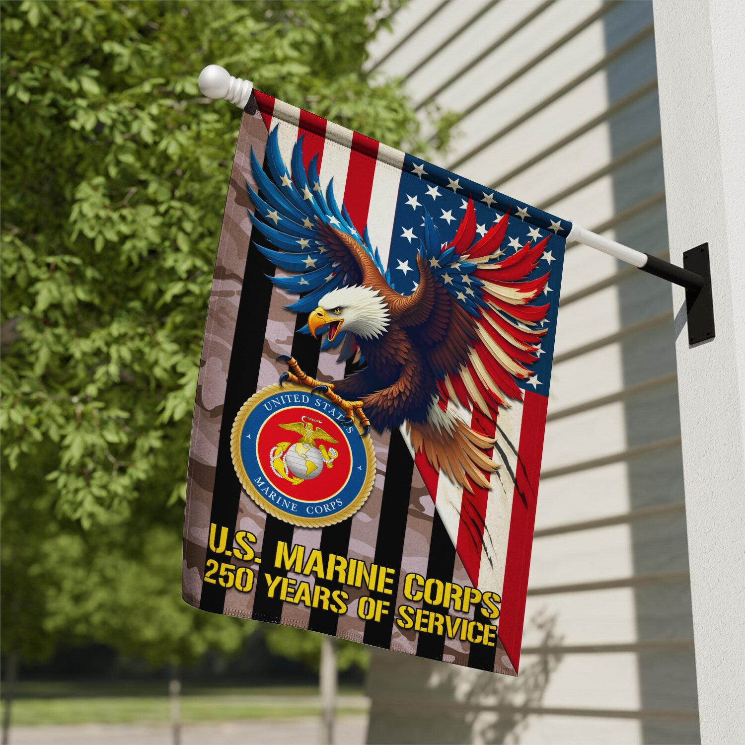 MARlNE 250 Years Of Service House Flag 28" x 40" Twin-Side Printing