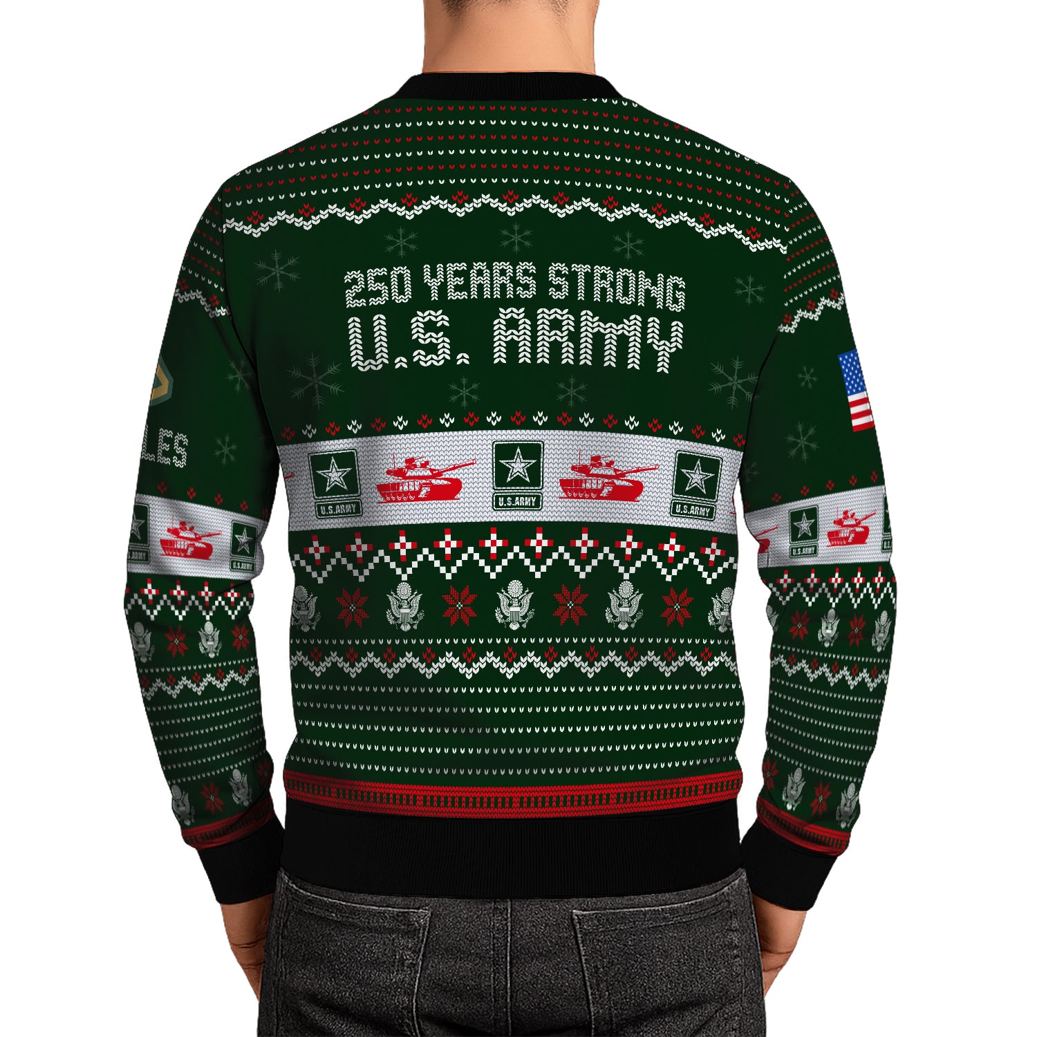 Custom Ranks And Text US Army Ugly Christmas Sweater for Women Men JUST03