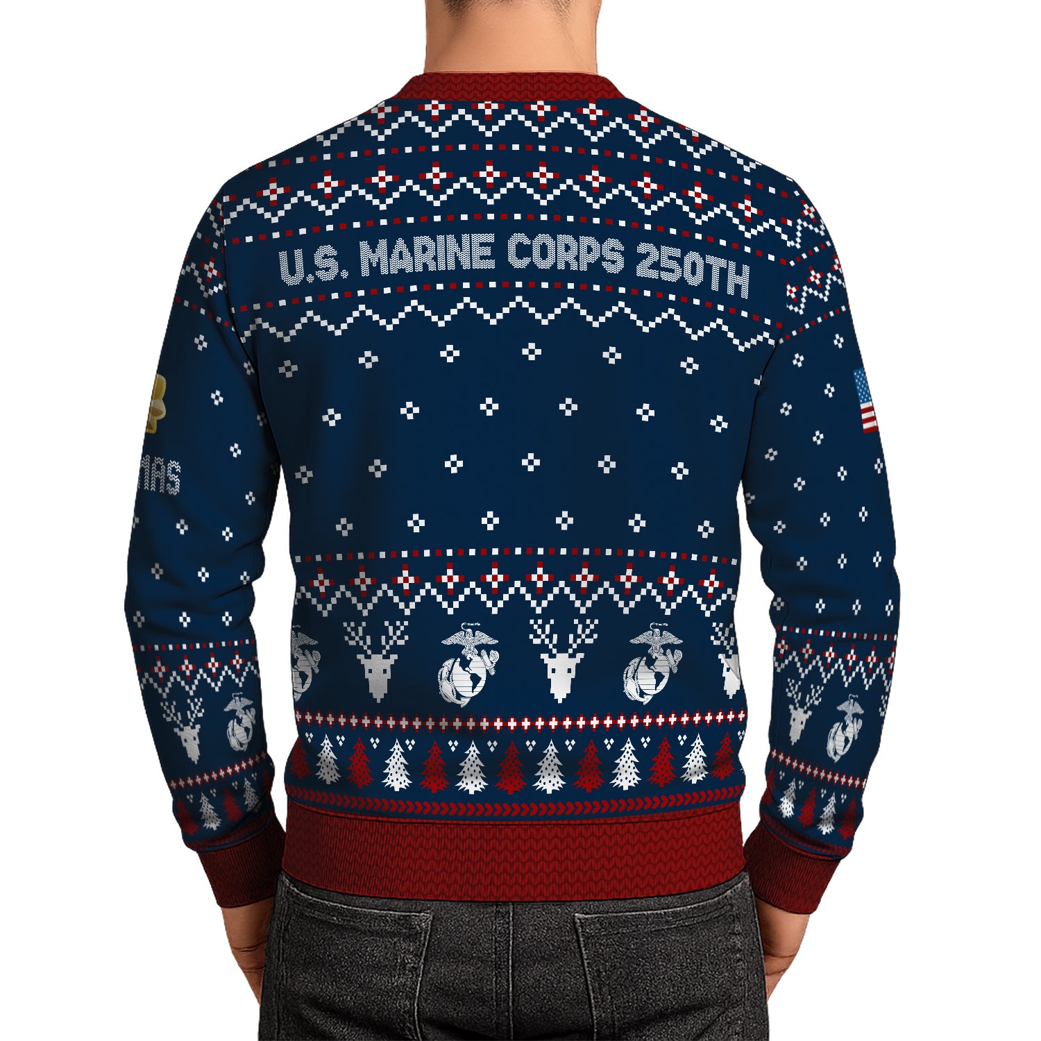 Custom Ranks And Text USMC Ugly Christmas Sweater for Women Men JUST01
