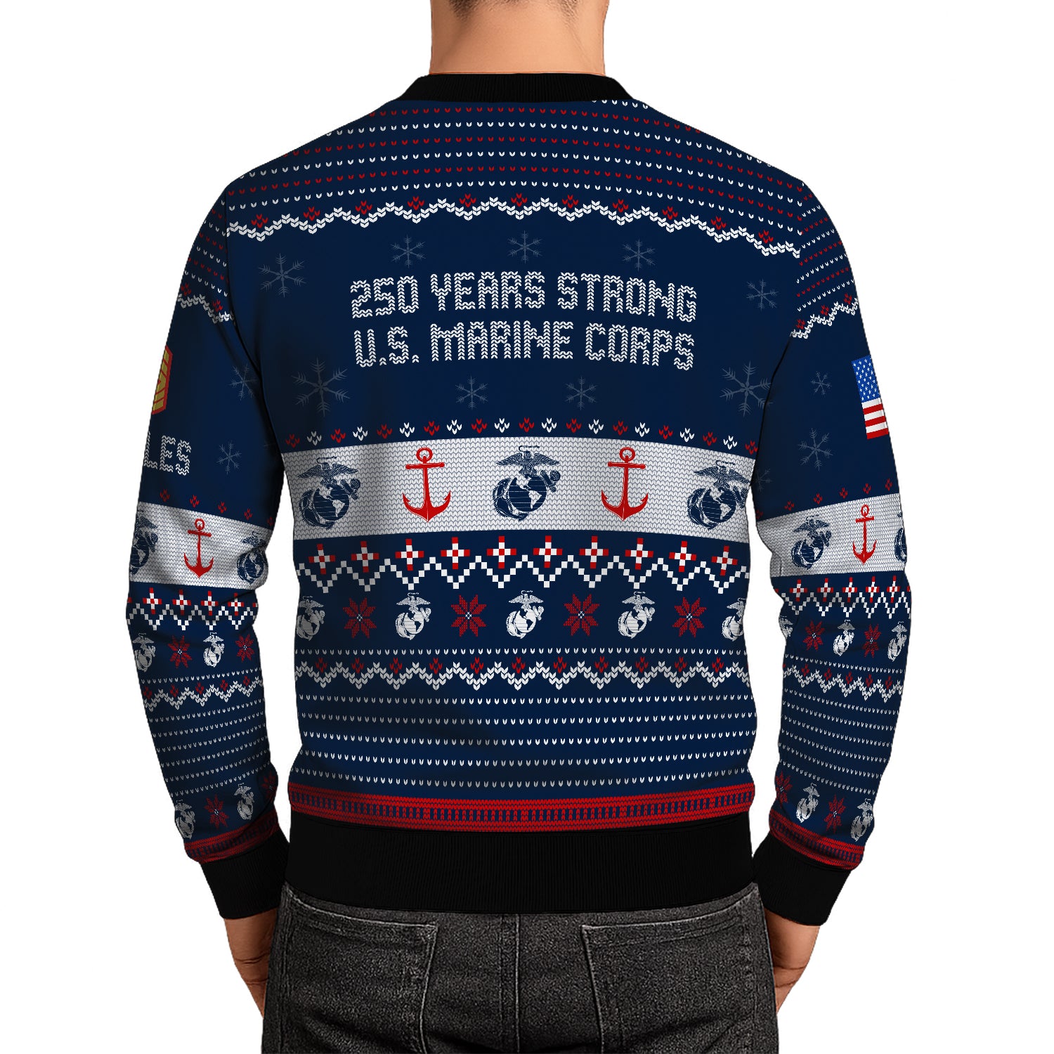 Custom Ranks And Text USMC Ugly Christmas Sweater for Women Men JUST03